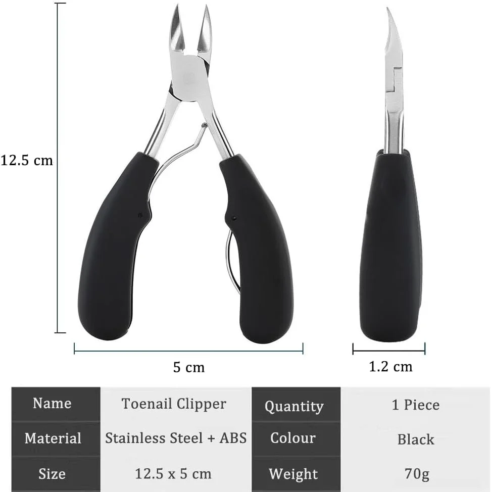 ناخن گیر دقیق پا DAZISEN - ناخن گیر حرفه ای برای ناخن های ضخیم و فرورفته، قیچی ناخن استیل ضد زنگ برای سالمندان/خانم ها/آقایان (مشکی)