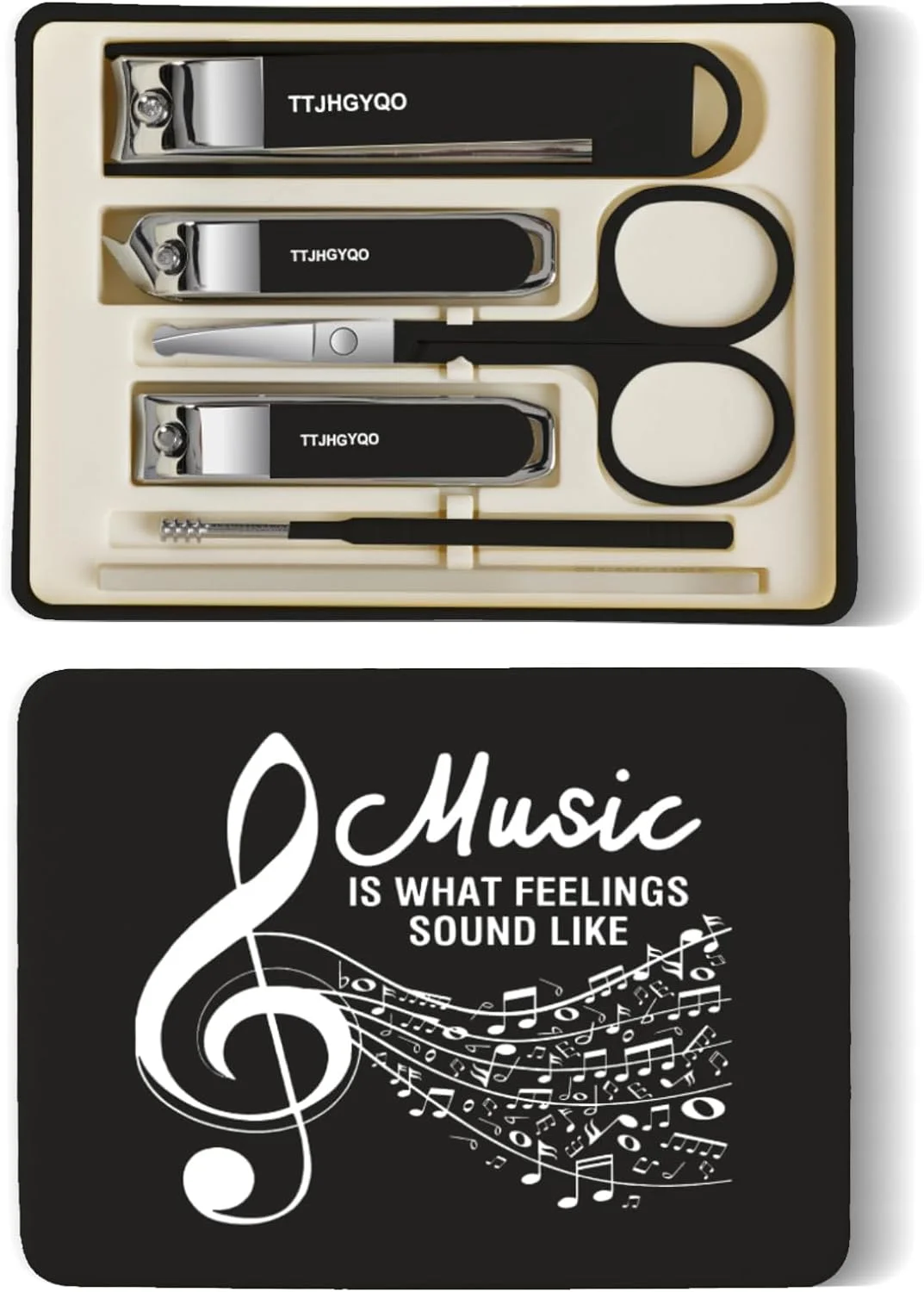 ست هدیه برای دوستداران موسیقی، ست ناخن گیر، 6 تکه ناخن گیر پا، ناخن گیر استیل ضد زنگ تیزترین ناخن گیر برای ناخن های ضخیم و فرو رفته (مشکی موزیکال) ست هدیه برای دوستداران موسیقی، ست ناخن گیر، 6 تکه ناخن گیر پا، ناخن گیر استیل ضد زنگ تیزترین ناخن گیر برای ناخن های ضخیم و فرو رفته (مشکی موزیکال)