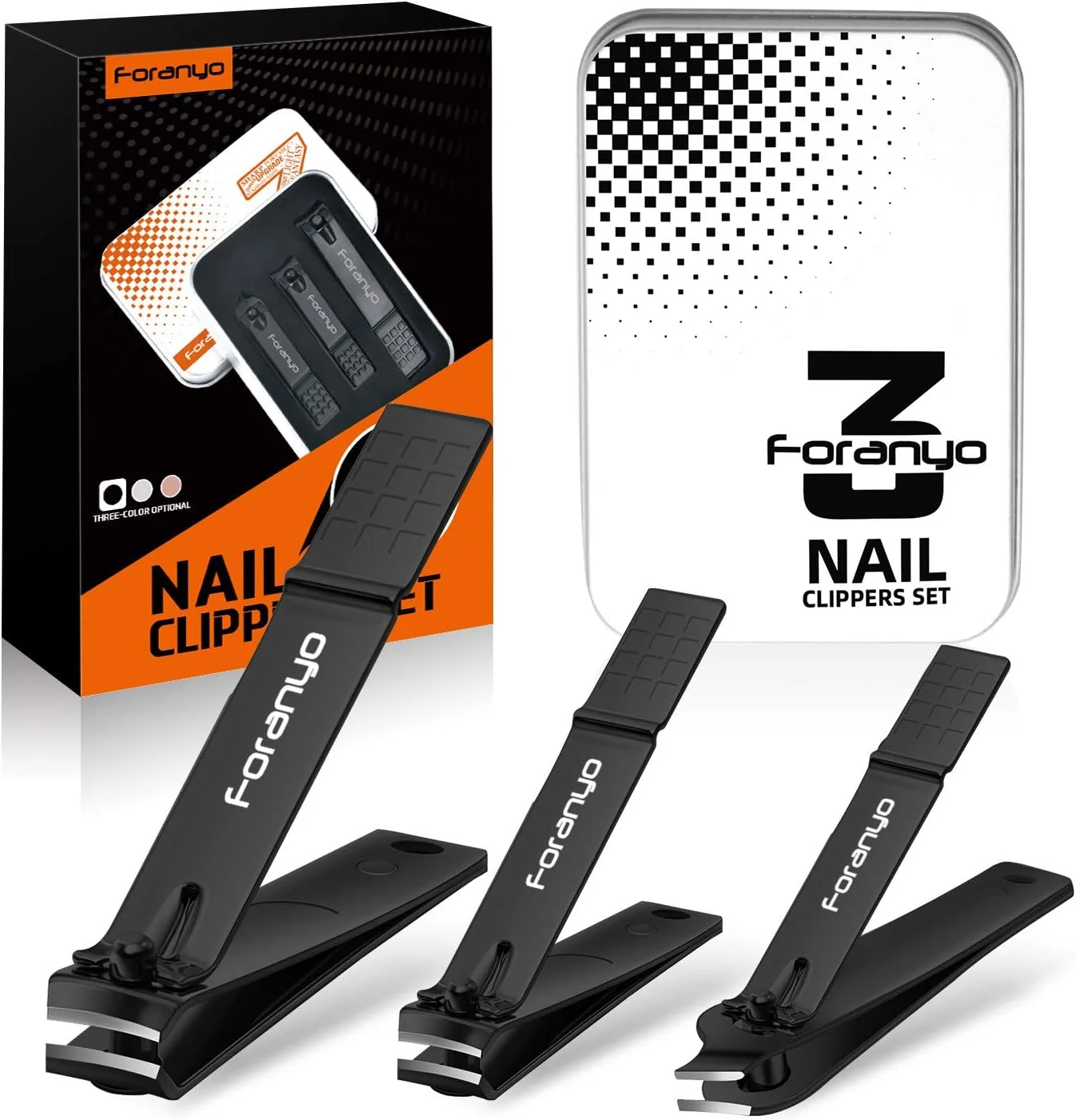 ناخن گیر، ست 3 عددی ناخن گیر ناخن پا و ناخن دست برای آقایان و بانوان، ست ناخن گیر برای ناخن های ضخیم - [مشکی]