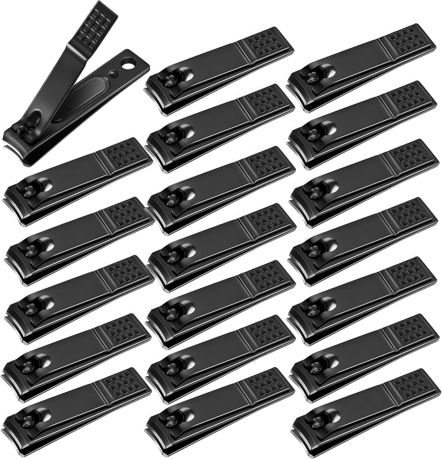 بسته 20 عددی ناخن گیر، ناخن گیر انگشت با لبه منحنی ضد لغزش برای ناخن های ضخیم، ناخن گیر صاف برای زنان، مردان و سالمندان (مشکی)