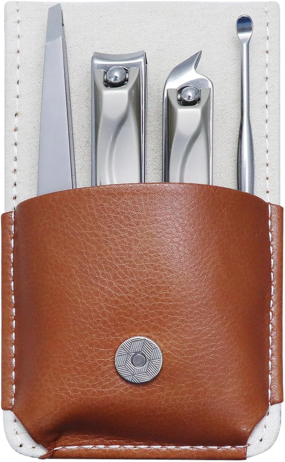 ست ناخن گیر با کیفیت بالا برای ناخن های دست و پا - کاتر ناخن خمیده و مورب از جنس استنلس استیل تصفیه شده، موچین و گوش پاک کن برای زنان و مردان، تیز (GJ4PMJ)