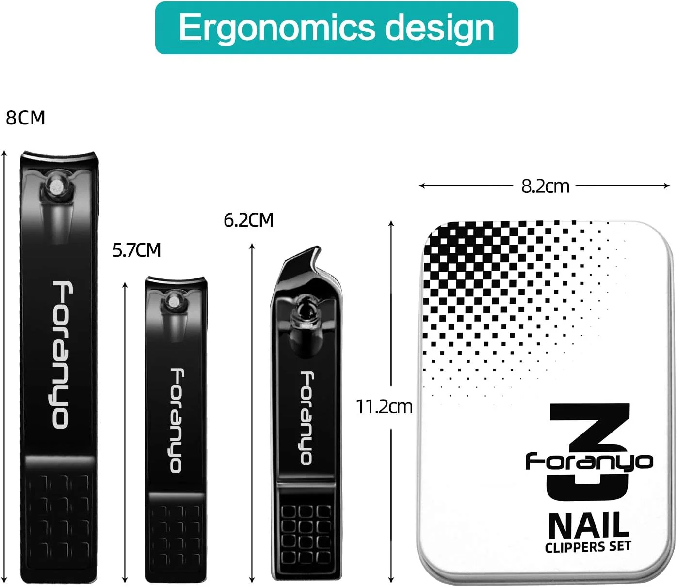 ناخن گیر، ست 3 عددی ناخن گیر ناخن پا و ناخن دست برای آقایان و بانوان، ست ناخن گیر برای ناخن های ضخیم - [مشکی]