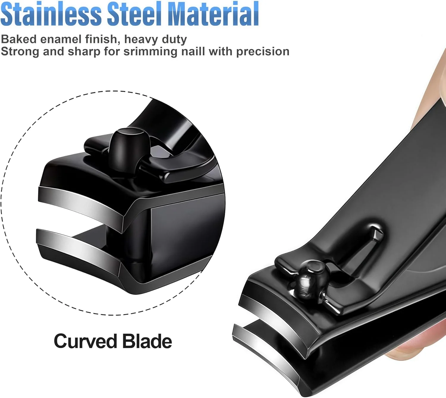 بسته 20 عددی ناخن گیر، ناخن گیر انگشت با لبه منحنی ضد لغزش برای ناخن های ضخیم، ناخن گیر صاف برای زنان، مردان و سالمندان (مشکی)