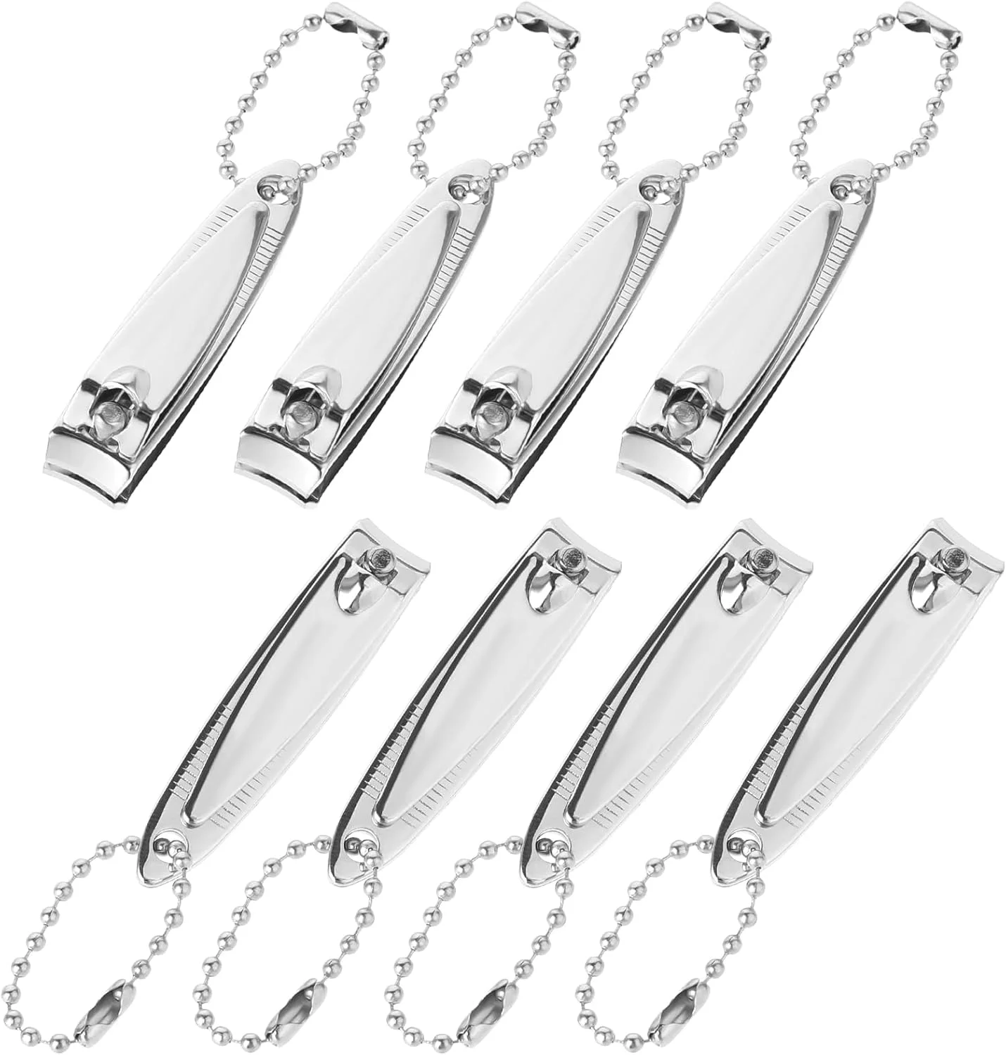 ست ۸ عددی ناخن گیر ۲ اینچی کوچک، شامل سوهان و جاکلیدی، مناسب برای اکثر افراد، نقره ای