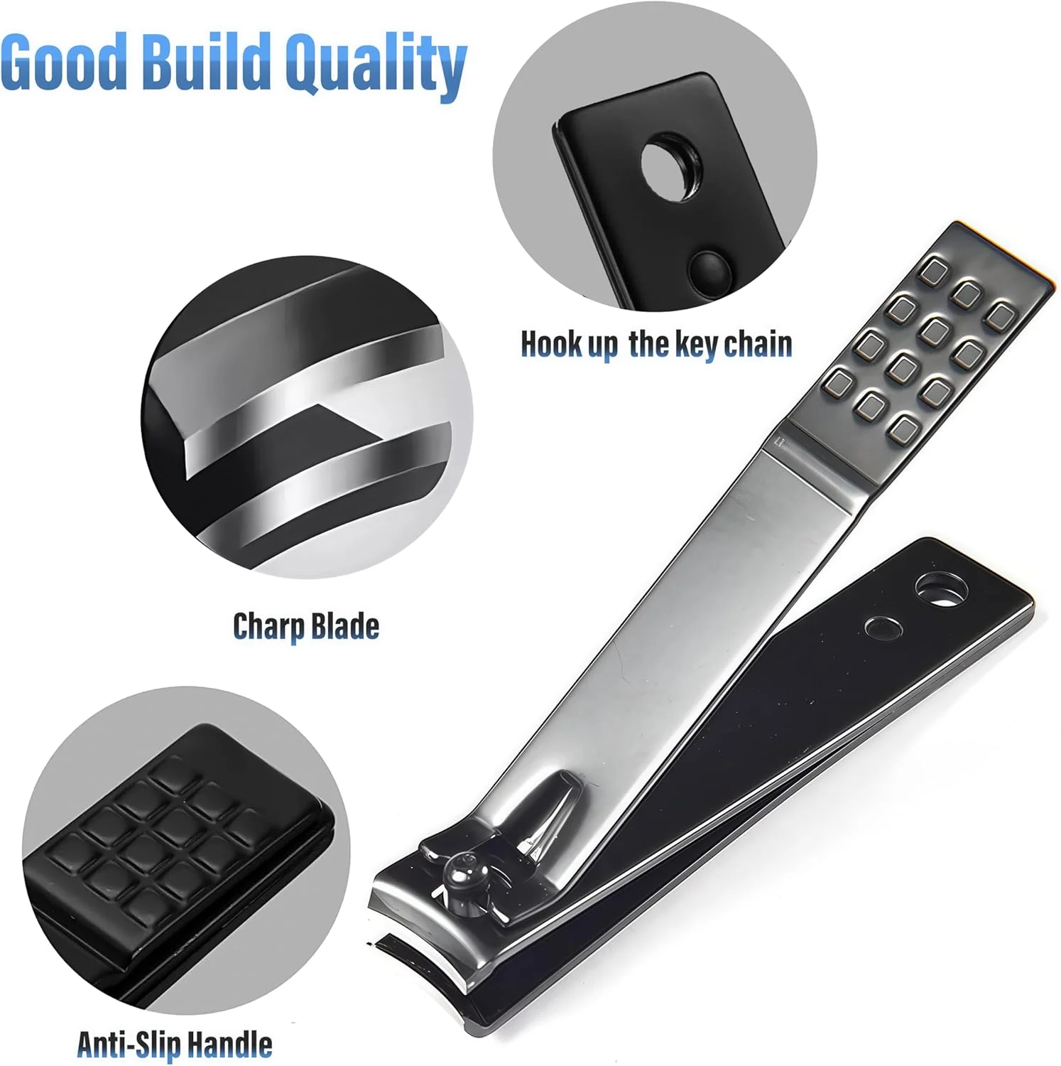 بسته 20 عددی ناخن گیر، ناخن گیر انگشت با لبه منحنی ضد لغزش برای ناخن های ضخیم، ناخن گیر صاف برای زنان، مردان و سالمندان (مشکی)