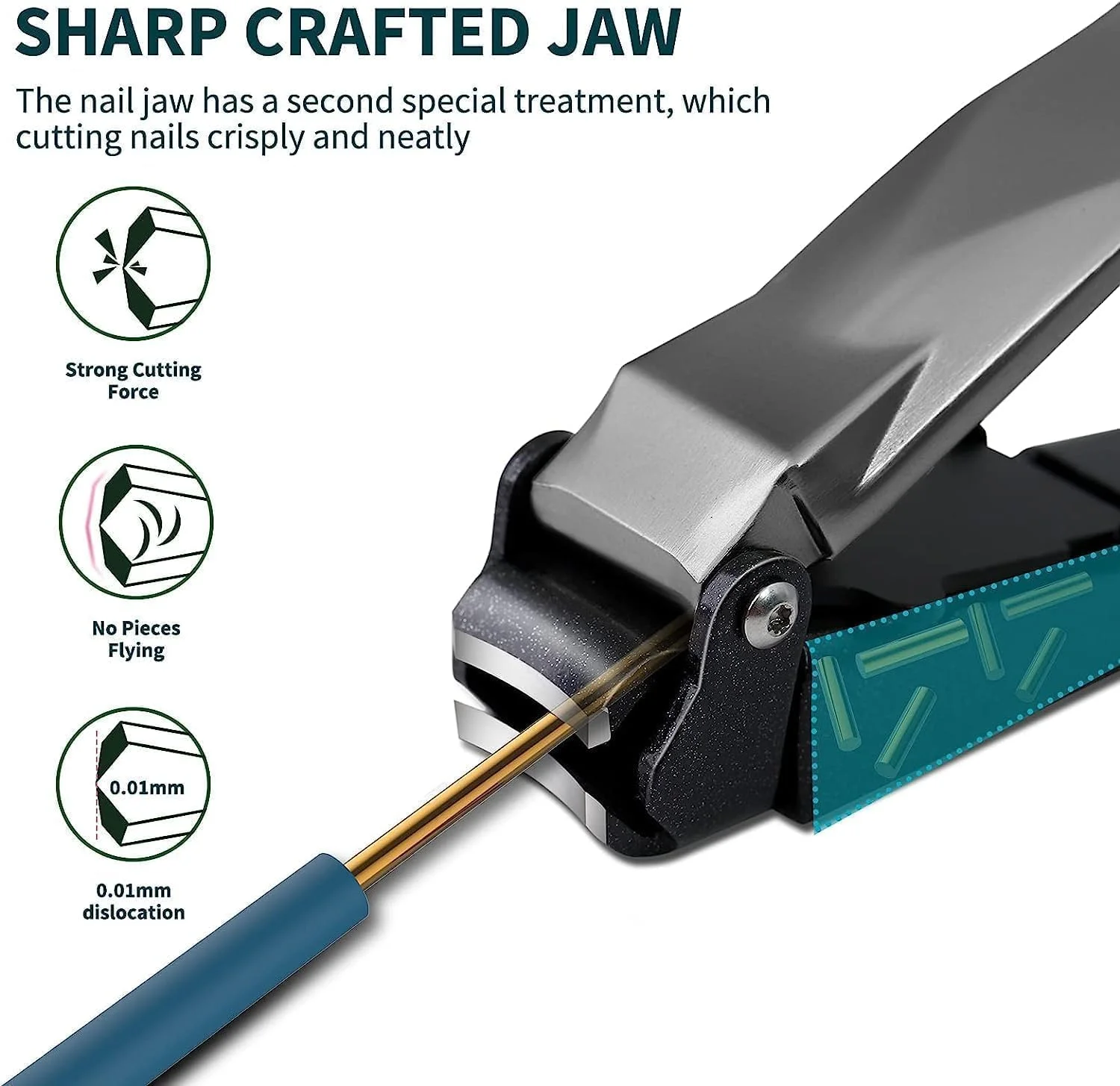 ناخن گیر ALMEKAQUZ، ناخن گیر مردانه با محفظه جمع آوری، ناخن گیر استیل ضد زنگ حرفه ای، بدون پاشش ناخن برای ناخن های ضخیم