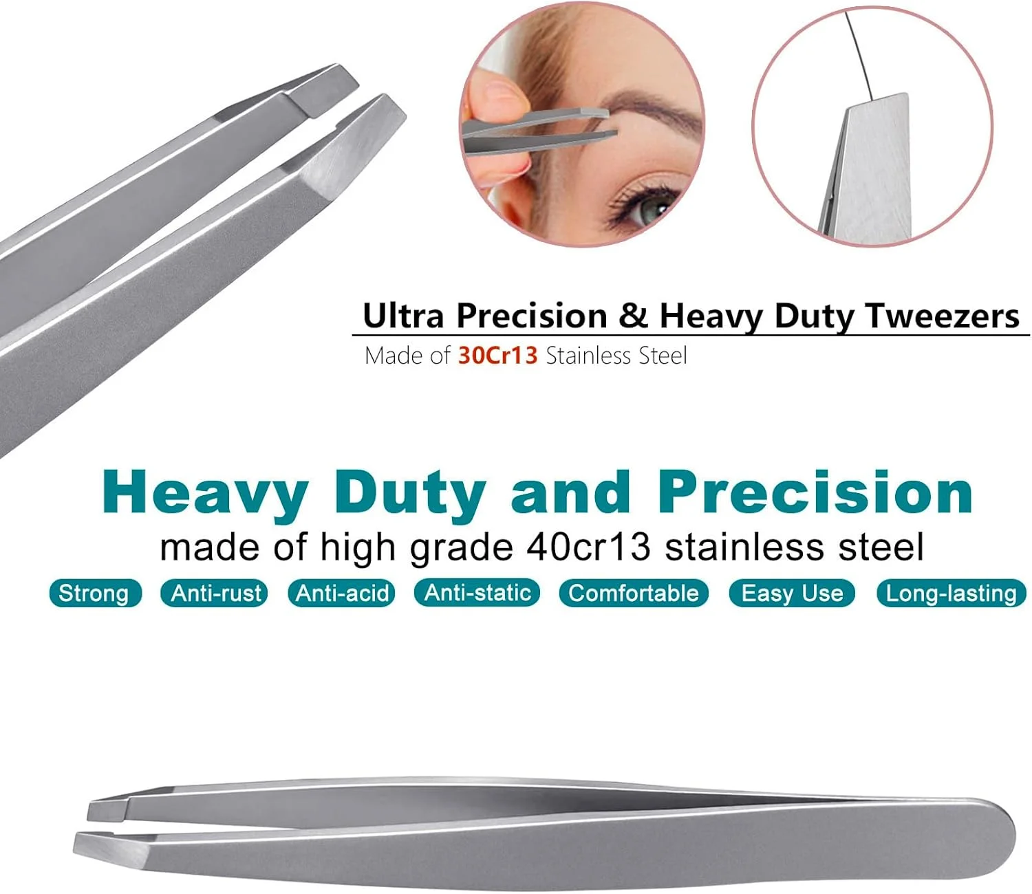 ست ناخن گیر با کیفیت بالا برای ناخن های دست و پا - کاتر ناخن خمیده و مورب از جنس استنلس استیل تصفیه شده، موچین و گوش پاک کن برای زنان و مردان، تیز (GJ4PMJ)