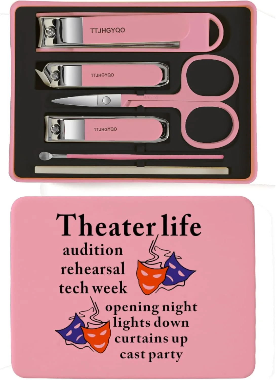 ست ناخن گیر، 6 تکه ناخن گیر پا، ناخن گیر استیل ضد زنگ تیز برای ناخن های ضخیم و فرو رفته، هدیه (صورتی) ست ناخن گیر، 6 تکه ناخن گیر پا، ناخن گیر استیل ضد زنگ تیز برای ناخن های ضخیم و فرو رفته، هدیه (صورتی)