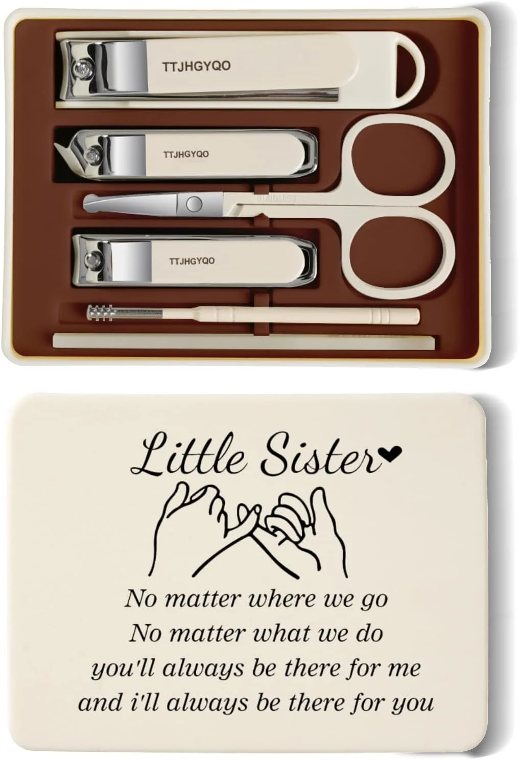 ست هدیه خواهرانه، ست مانیکور دوستی بهترین دوست، 6 تکه ناخن گیر، ناخن گیر استیل ضد زنگ تیزترین ناخن گیر ضخیم و ست ناخن گیر فرورفته (خواهر کوچک) ست هدیه خواهرانه، ست مانیکور دوستی بهترین دوست، 6 تکه ناخن گیر، ناخن گیر استیل ضد زنگ تیزترین ناخن گیر ضخیم و ست ناخن گیر فرورفته (خواهر کوچک)