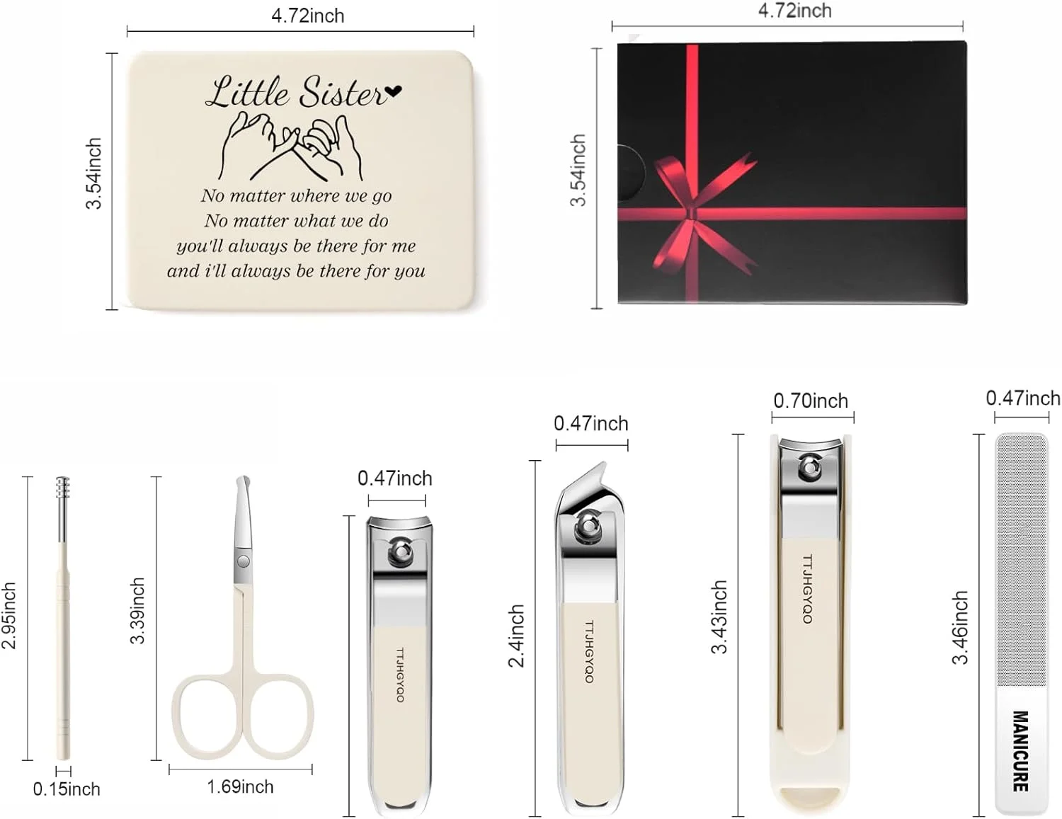 ست هدیه خواهرانه، ست مانیکور دوستی بهترین دوست، 6 تکه ناخن گیر، ناخن گیر استیل ضد زنگ تیزترین ناخن گیر ضخیم و ست ناخن گیر فرورفته (خواهر کوچک) ست هدیه خواهرانه، ست مانیکور دوستی بهترین دوست، 6 تکه ناخن گیر، ناخن گیر استیل ضد زنگ تیزترین ناخن گیر ضخیم و ست ناخن گیر فرورفته (خواهر کوچک)