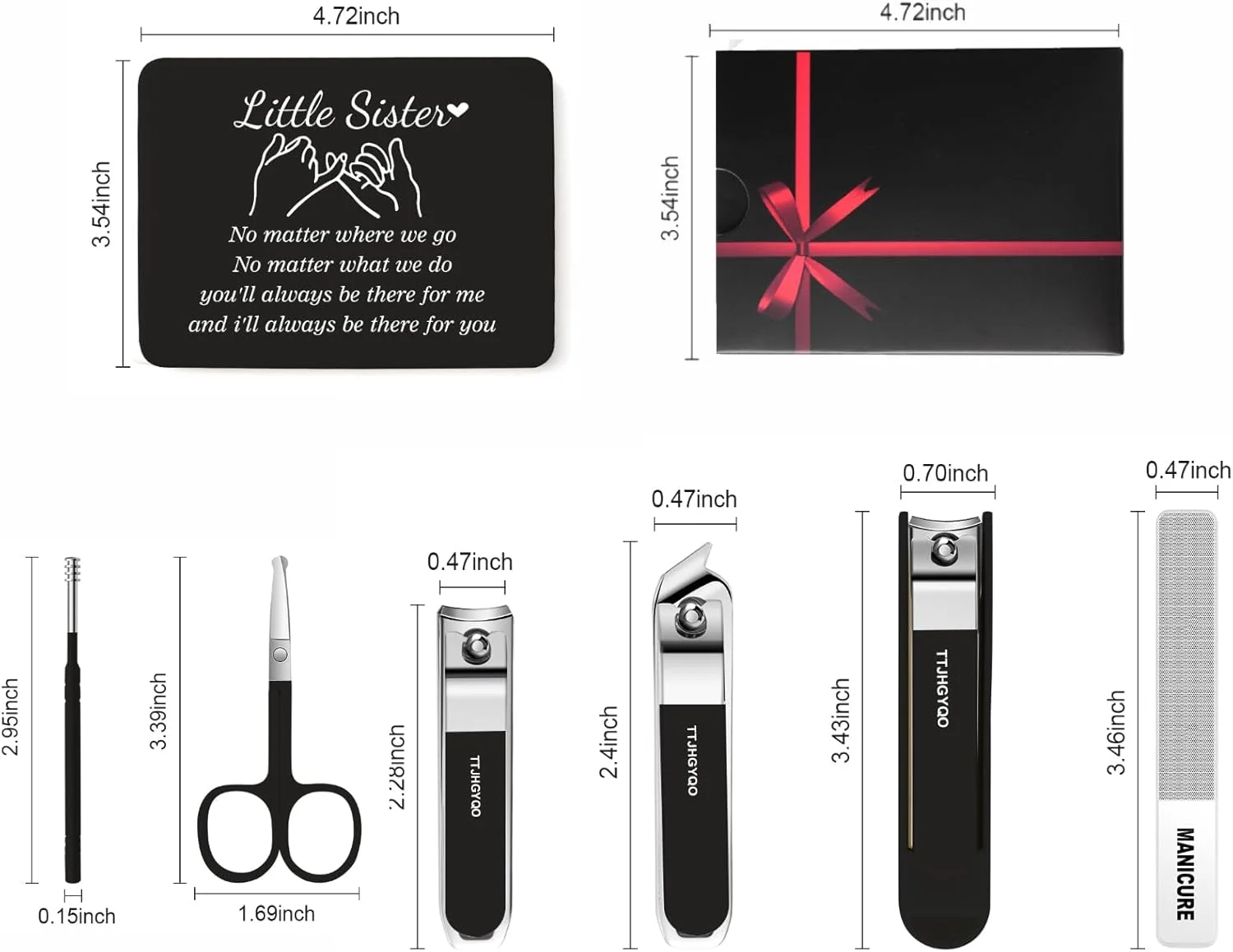 ست هدیه خواهرانه، ست مانیکور دوستی بهترین دوست، 6 تکه ناخن گیر، ناخن گیر استیل ضد زنگ تیزترین ناخن گیر ضخیم و ست ناخن گیر فرورفته (خواهر کوچک مشکی) ست هدیه خواهرانه، ست مانیکور دوستی بهترین دوست، 6 تکه ناخن گیر، ناخن گیر استیل ضد زنگ تیزترین ناخن گیر ضخیم و ست ناخن گیر فرورفته (خواهر کوچک مشکی)