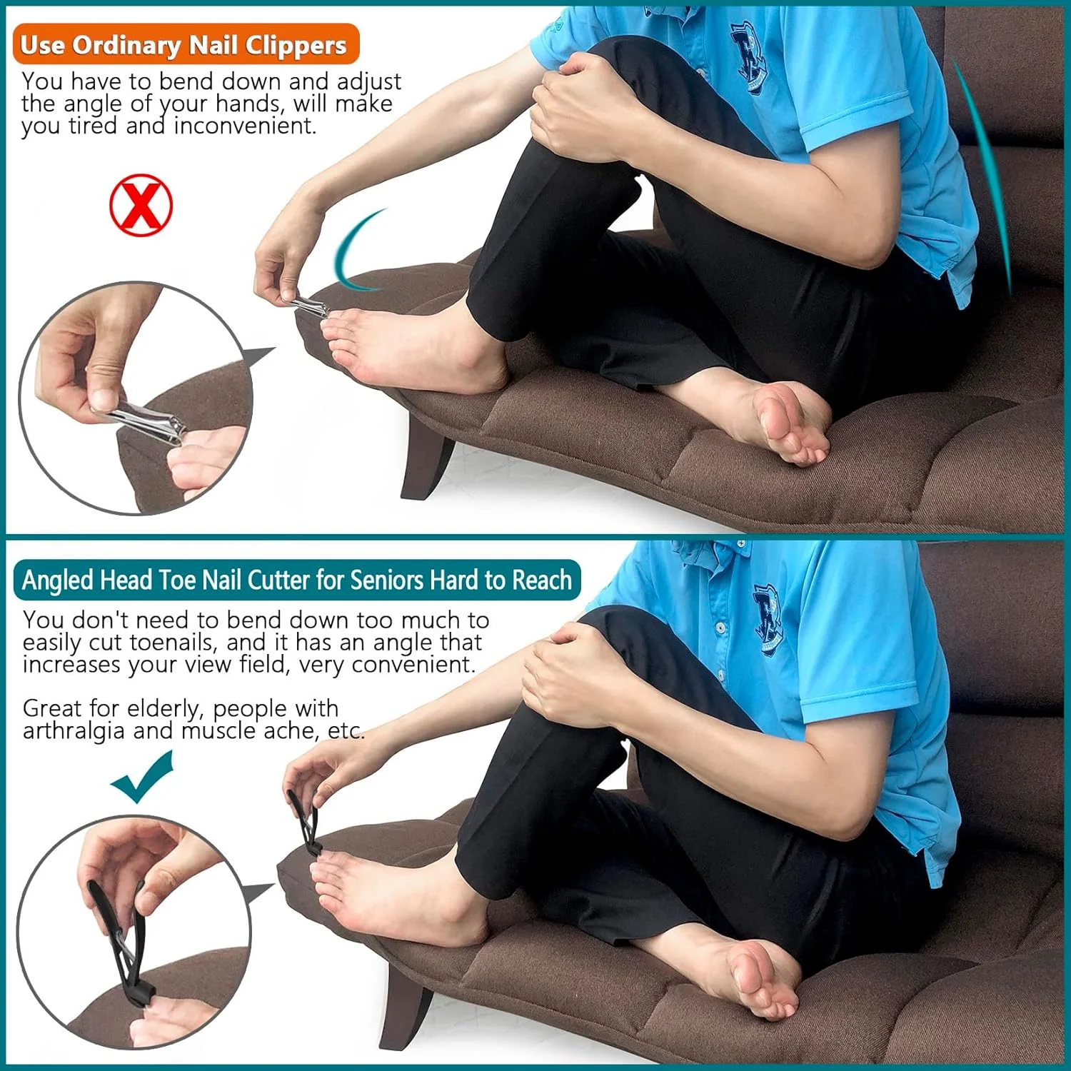 ناخن گیر ویژه با سر زاویه دار خمیده، دهانه پهن و بسیار تیز برای ناخن های ضخیم و سفت دست و پا، مناسب آقایان، بانوان و سالمندان (مشکی/2 عددی) ناخن گیر ویژه با سر زاویه دار خمیده، دهانه پهن و بسیار تیز برای ناخن های ضخیم و سفت دست و پا، مناسب آقایان، بانوان و سالمندان (مشکی/2 عددی)