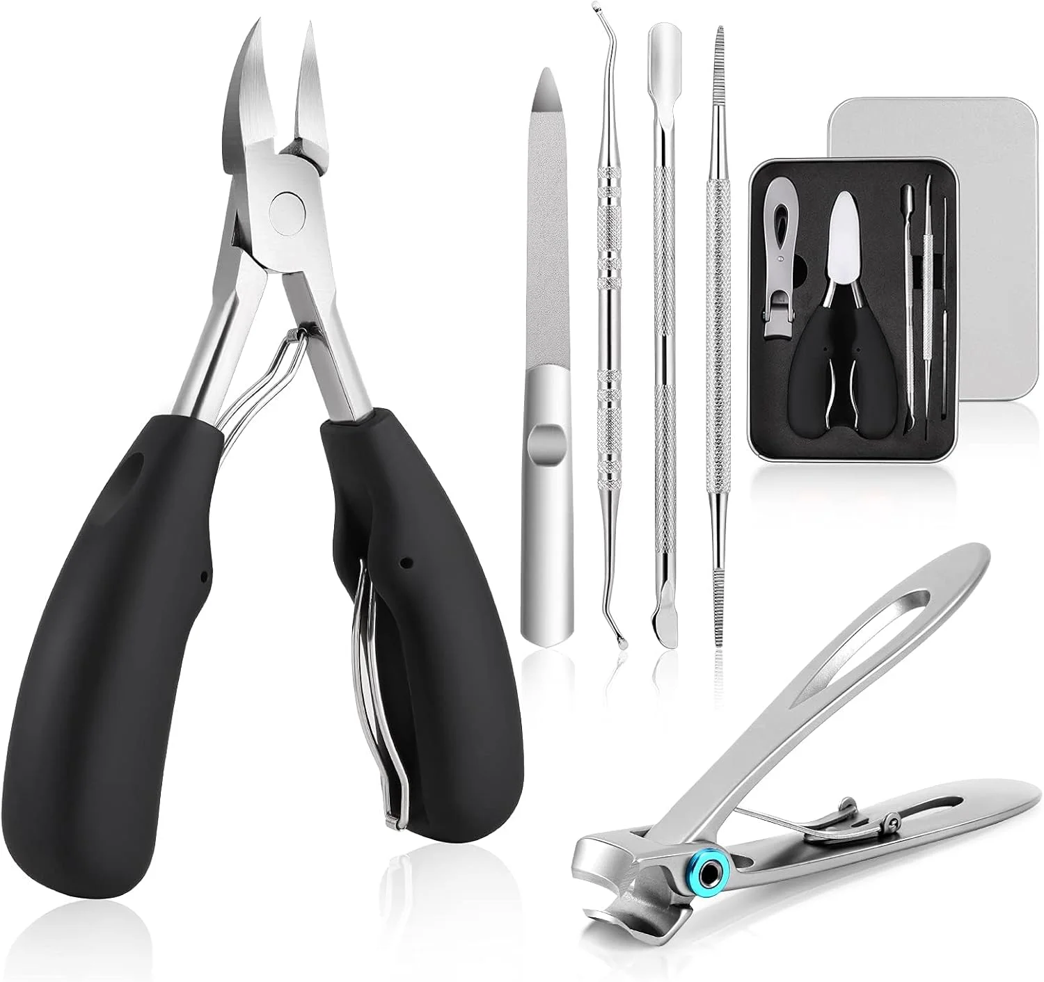 ناخن گیر انگشت شست پا برای ناخن های ضخیم و ناخن های فرورفته برای زنان و مردان، ست ناخن گیرهای سنگین 6 در 1، تیغه های منحنی تیز / دهانه فک پهن / دسته ABS نرم ناخن گیر انگشت شست پا برای ناخن های ضخیم و ناخن های فرورفته برای زنان و مردان، ست ناخن گیرهای سنگین 6 در 1، تیغه های منحنی تیز / دهانه فک پهن / دسته ABS نرم