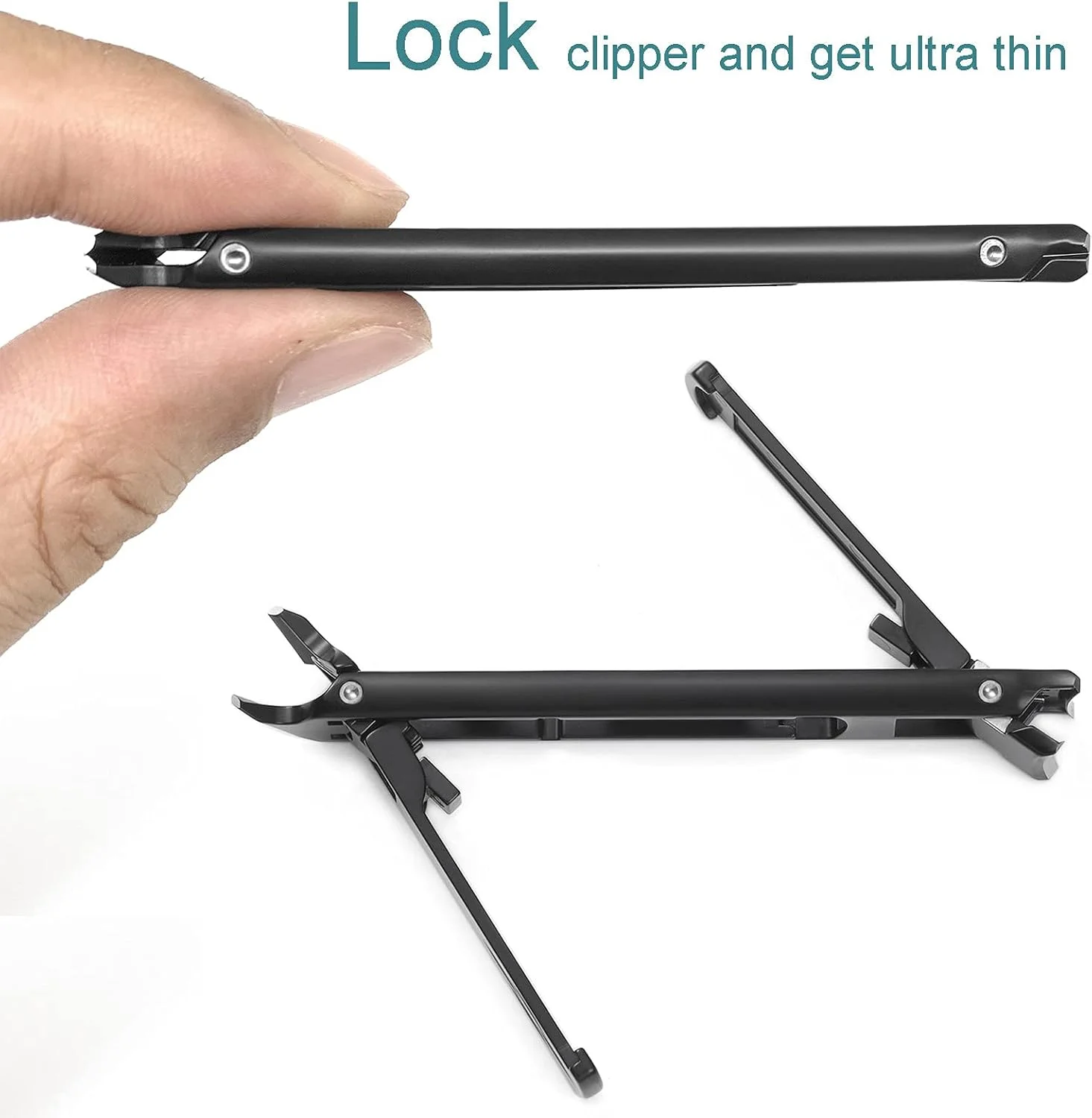 ناخن گیر قابل حمل برای ناخن های ضخیم، فوق العاده باریک، تاشو با قفل ایمنی، دهانه فک پهن، دارای سوهان، دو سر، انحنا دار و اریب، مناسب برای ناخن های پا و دست (مشکی با سوهان) ناخن گیر قابل حمل برای ناخن های ضخیم، فوق العاده باریک، تاشو با قفل ایمنی، دهانه فک پهن، دارای سوهان، دو سر، انحنا دار و اریب، مناسب برای ناخن های پا و دست (مشکی با سوهان)