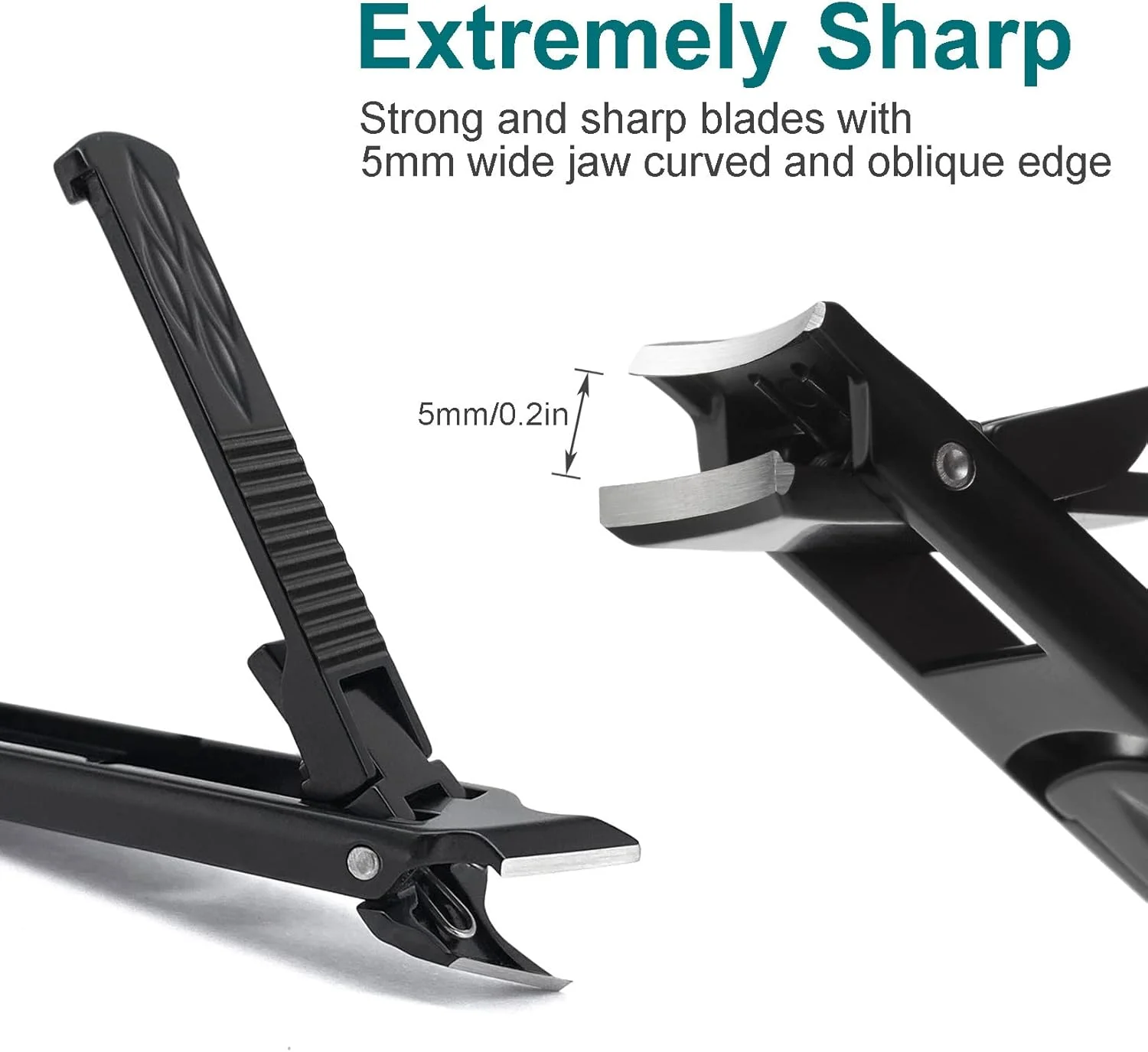 ناخن گیر قابل حمل برای ناخن های ضخیم، فوق العاده باریک، تاشو با قفل ایمنی، دهانه فک پهن، دارای سوهان، دو سر، انحنا دار و اریب، مناسب برای ناخن های پا و دست (مشکی با سوهان) ناخن گیر قابل حمل برای ناخن های ضخیم، فوق العاده باریک، تاشو با قفل ایمنی، دهانه فک پهن، دارای سوهان، دو سر، انحنا دار و اریب، مناسب برای ناخن های پا و دست (مشکی با سوهان)