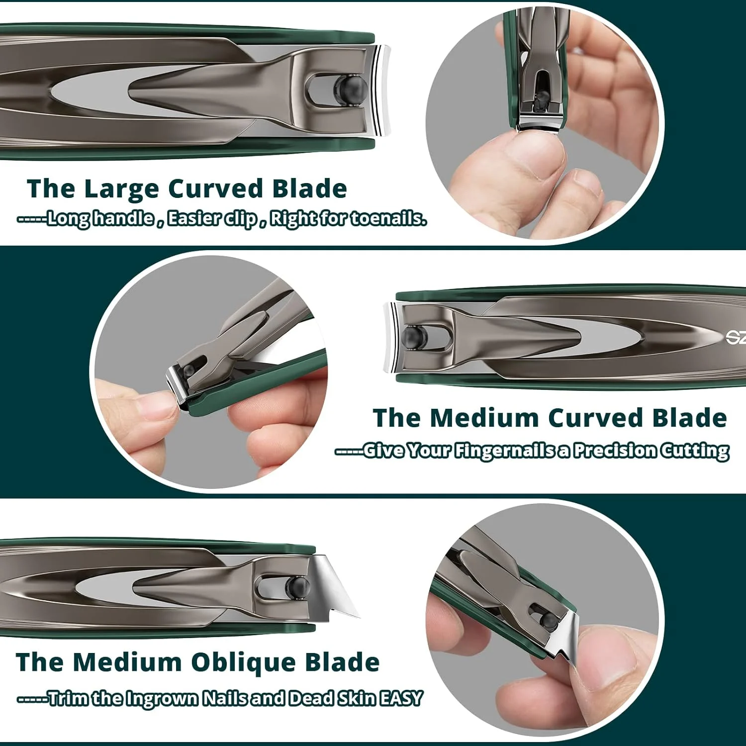 ست ناخن گیر SZQHT - بسته 3 عددی، ناخن گیر انگشتان دست و پا برای آقایان و بانوان، ناخن گیر با محفظه جمع آوری، ناخن گیر برای ناخن های ضخیم پا، استیل ضد زنگ فوق العاده تیز و بادوام ست ناخن گیر SZQHT - بسته 3 عددی، ناخن گیر انگشتان دست و پا برای آقایان و بانوان، ناخن گیر با محفظه جمع آوری، ناخن گیر برای ناخن های ضخیم پا، استیل ضد زنگ فوق العاده تیز و بادوام