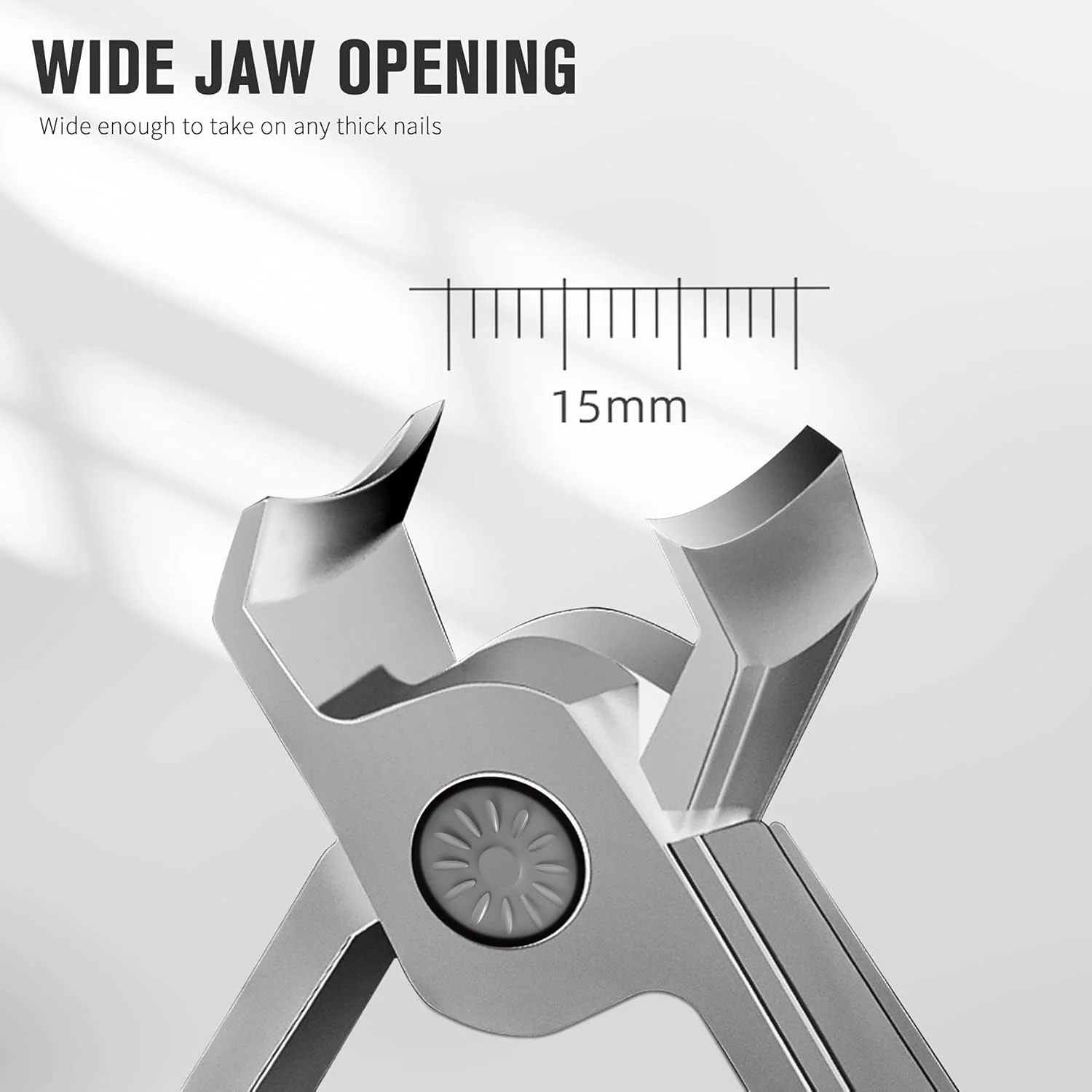 ناخن گیر FERYES برای ناخن های ضخیم با سوهان فلزی - ناخن گیر با دهانه 15 میلی متری برای ناخن های سفت - ناخن گیر استیل ضد زنگ برای سالمندان، آقایان و خانم ها