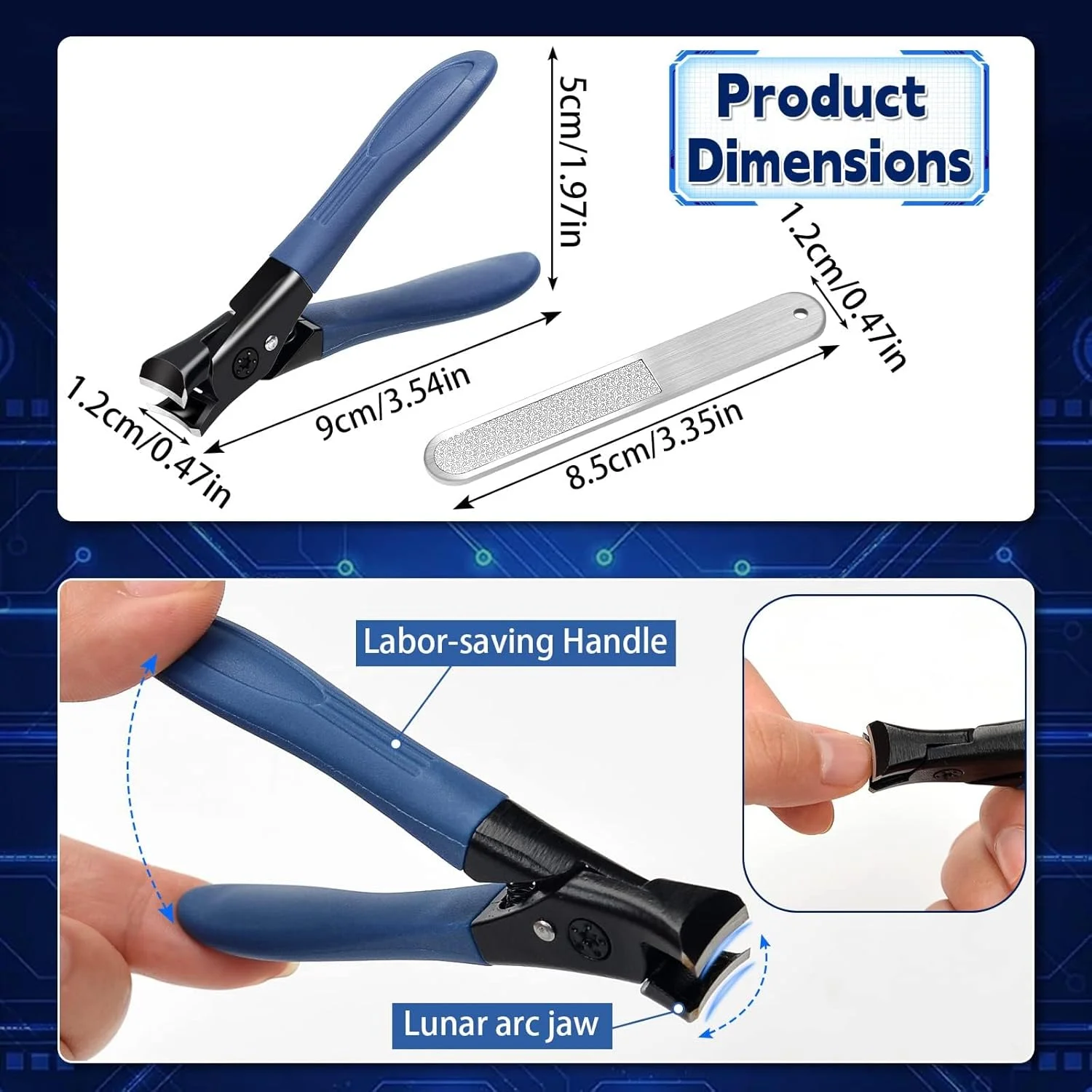 ناخن گیر TERRIFI برای ناخن های ضخیم، ناخن گیر پا، ناخن گیر سنگین برای ناخن های ضخیم پا، ناخن گیر استیل ضد زنگ با سوهان ناخن، ابزار حرفه ای برای پیرایش ناخن