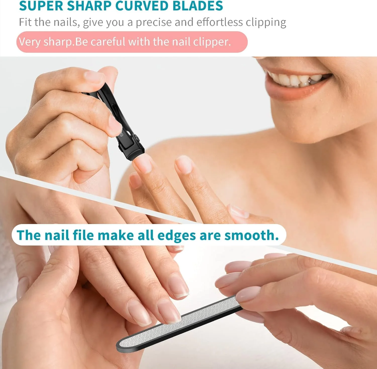 ست ناخن گیر دهانه پهن SZQHT برای ناخن های ضخیم، قیچی برای ناخن های فرورفته و مانیکور ناخن های دست، ست پدیکور، مردانه و زنانه (مشکی 2 عددی)