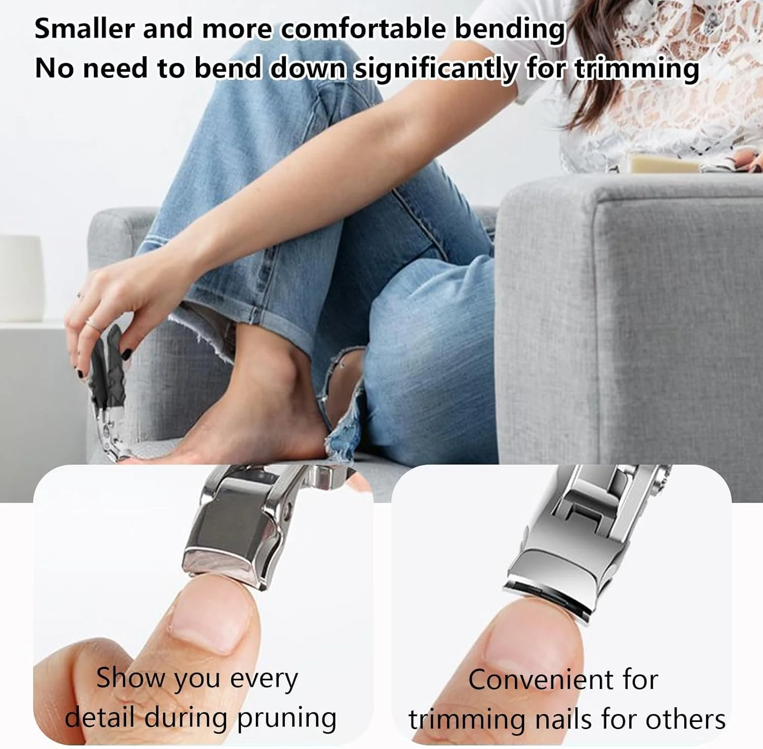 ناخن گیر BIGTHREE، ناخن گیر با دهانه پهن برای آقایان و بانوان، ناخن گیر استیل ضد زنگ برای ناخن های سفت و ضخیم پا، طراحی ارگونومیک با سر مورب (1 عدد)