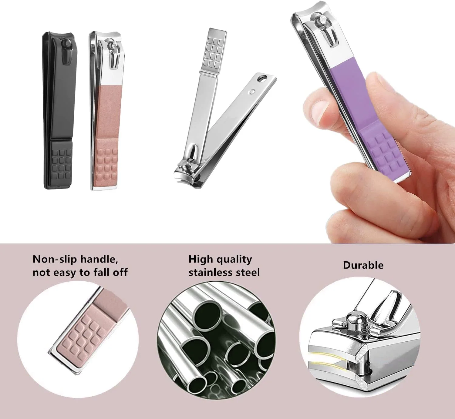 ست ناخن گیر، ناخن گیر انگشتان پا، دسته بلند مناسب بزرگسالان و ناخن های ضخیم، ناخن گیر بزرگ برای ناخن های ضخیم، قیچی ناخن گیر با تیغه خمیده تیز 15 میلی متری، ناخن گیر انگشتان دست (4 عدد، مشکی، نقره ای، صورتی، بنفش) ست ناخن گیر، ناخن گیر انگشتان پا، دسته بلند مناسب بزرگسالان و ناخن های ضخیم، ناخن گیر بزرگ برای ناخن های ضخیم، قیچی ناخن گیر با تیغه خمیده تیز 15 میلی متری، ناخن گیر انگشتان دست (4 عدد، مشکی، نقره ای، صورتی، بنفش)