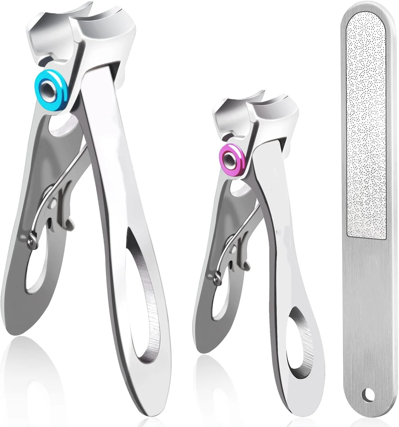 ناخن گیر برای ناخن های ضخیم، دهانه فک فوق العاده پهن از جنس استیل ضد زنگ برای ناخن های سفت پا به همراه سوهان ناخن، ست 3 عددی برای آقایان و بانوان ناخن گیر برای ناخن های ضخیم، دهانه فک فوق العاده پهن از جنس استیل ضد زنگ برای ناخن های سفت پا به همراه سوهان ناخن، ست 3 عددی برای آقایان و بانوان