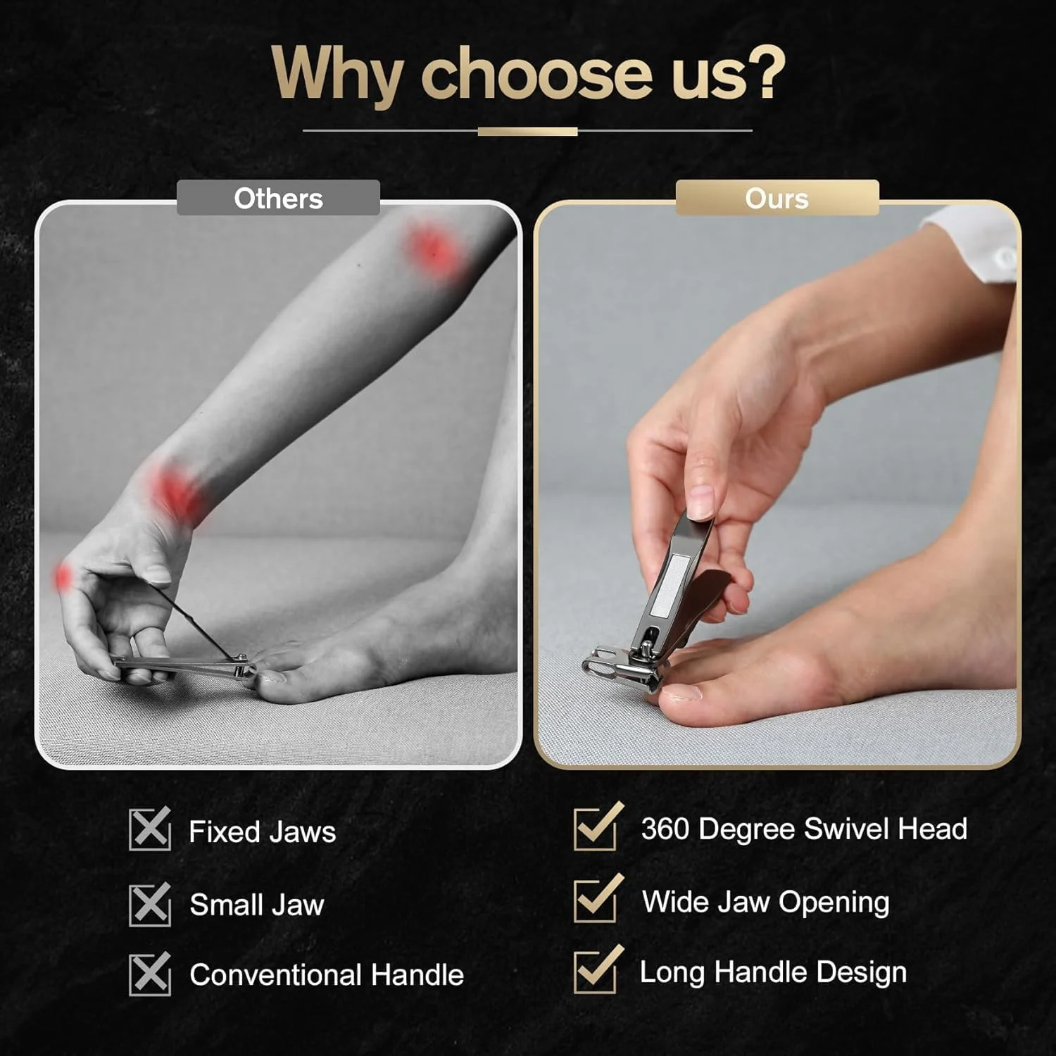 ناخن گیر چرخشی Xspring با دسته بلند، ناخن گیر حرفه ای با قابلیت چرخش 360 درجه، مناسب برای ناخن های ضخیم و سالمندان