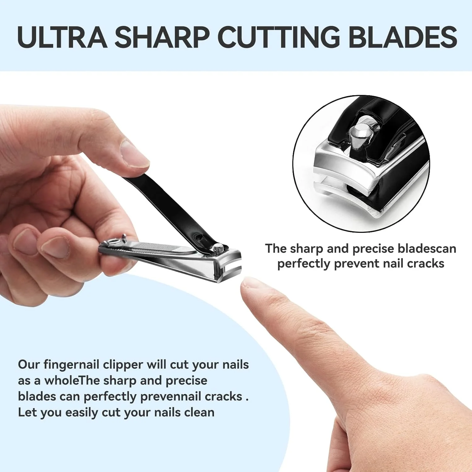 ست ناخن گیر شامل یک ناخن گیر بزرگ برای ناخن های ضخیم پا و یک ناخن گیر کوچک برای ناخن های دست، ساخته شده از استیل ضد زنگ، تیز و بادوام، مناسب برای آقایان و بانوان، ست 2 عددی