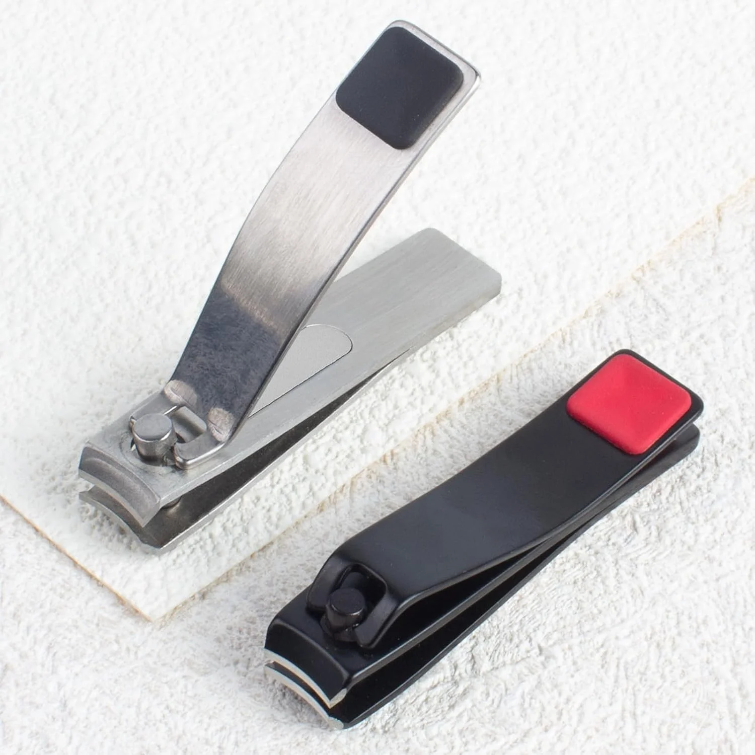 ناخن گیر برای آقایان و بانوان، بسته 2 عددی استیل ضد زنگ، ناخن گیر خمیده برای ناخن های دست، ناخن گیر ناخن پا، قیچی و مرتب کننده ناخن، مشکی