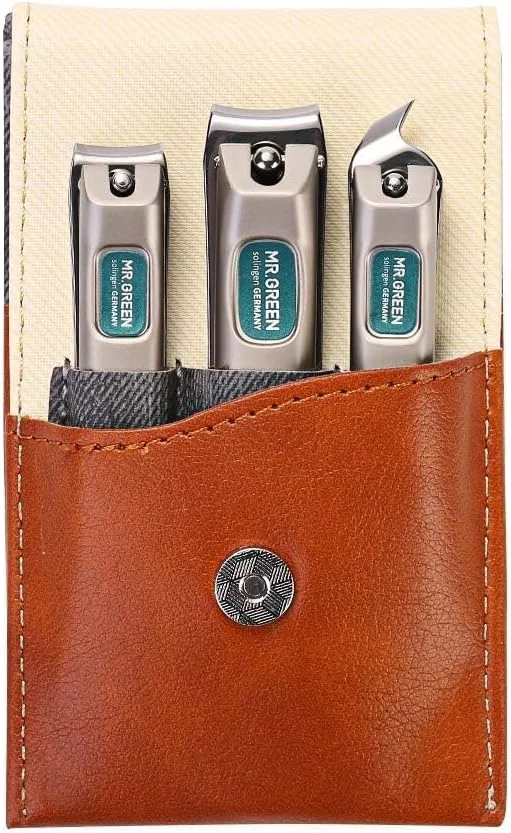 ست مانیکور و پدیکور MR.GREEN، ست 3 تکه ناخن گیر، کیت ناخن گیر با کیف چرمی، ناخن گیر استیل ضد زنگ سنگین، ناخن گیر کج برای آقایان و بانوان ست مانیکور و پدیکور MR.GREEN، ست 3 تکه ناخن گیر، کیت ناخن گیر با کیف چرمی، ناخن گیر استیل ضد زنگ سنگین، ناخن گیر کج برای آقایان و بانوان