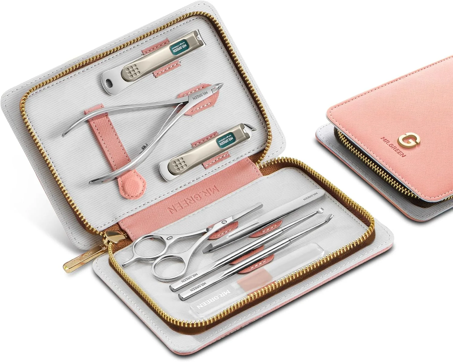 ست مانیکور طرحدار MR.GREEN، ست حرفهای ناخنگیر، ابزار مراقبت شخصی، هدیه ناخنگیر با کیف چرمی (صورتی (ست ۸ تکه)) ست مانیکور طرحدار MR.GREEN، ست حرفهای ناخنگیر، ابزار مراقبت شخصی، هدیه ناخنگیر با کیف چرمی (صورتی (ست ۸ تکه))