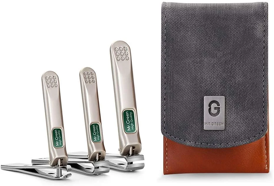 ست مانیکور و پدیکور MR.GREEN، ست 3 تکه ناخن گیر، کیت ناخن گیر با کیف چرمی، ناخن گیر استیل ضد زنگ سنگین، ناخن گیر کج برای آقایان و بانوان ست مانیکور و پدیکور MR.GREEN، ست 3 تکه ناخن گیر، کیت ناخن گیر با کیف چرمی، ناخن گیر استیل ضد زنگ سنگین، ناخن گیر کج برای آقایان و بانوان