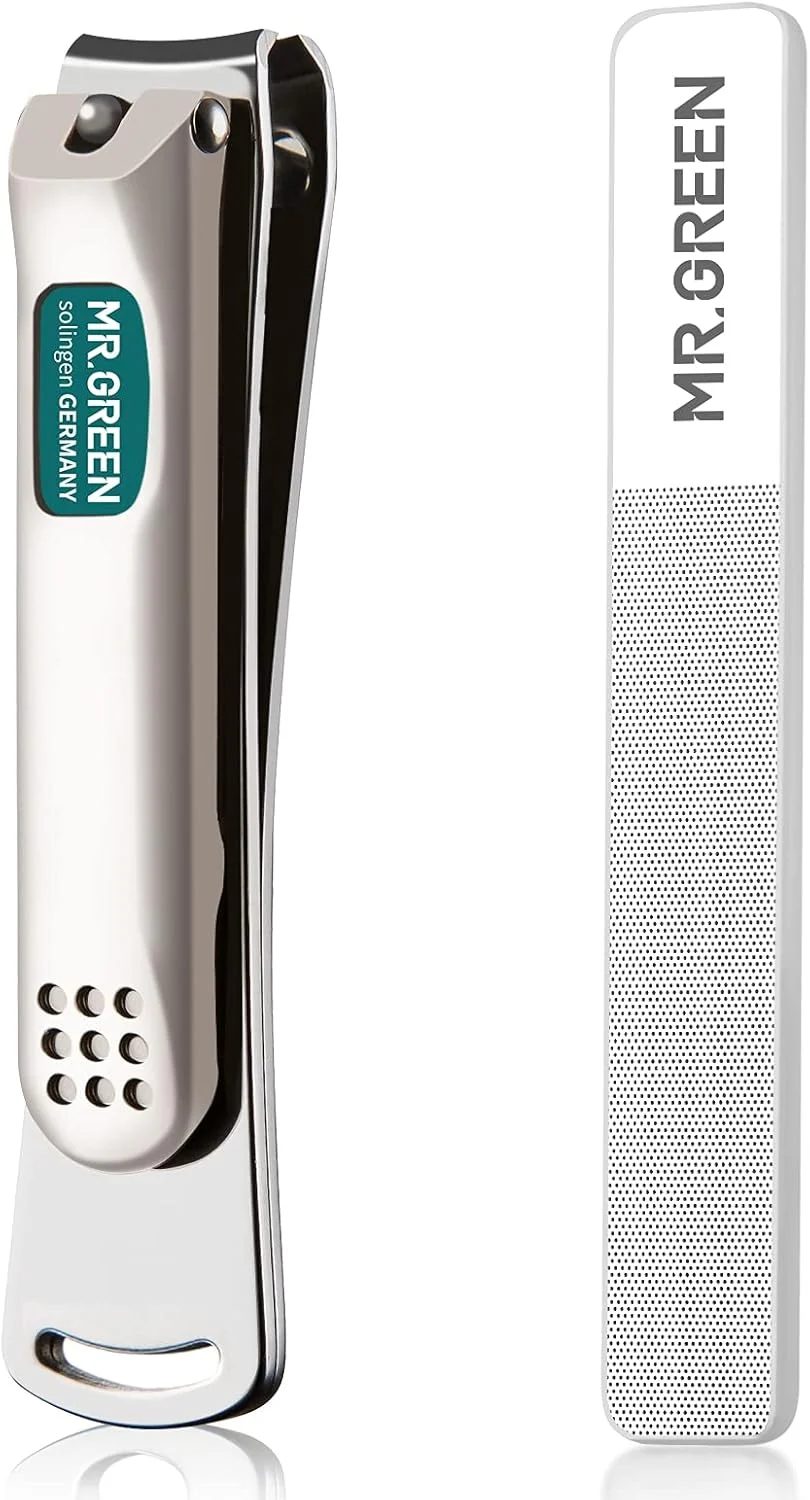 ناخن گیر MR.GREEN با تیغه های خمیده، قیچی مانیکور و ابزار پدیکور استیل ضد زنگ (بزرگ + سوهان شیشه ای) ناخن گیر MR.GREEN با تیغه های خمیده، قیچی مانیکور و ابزار پدیکور استیل ضد زنگ (بزرگ + سوهان شیشه ای)