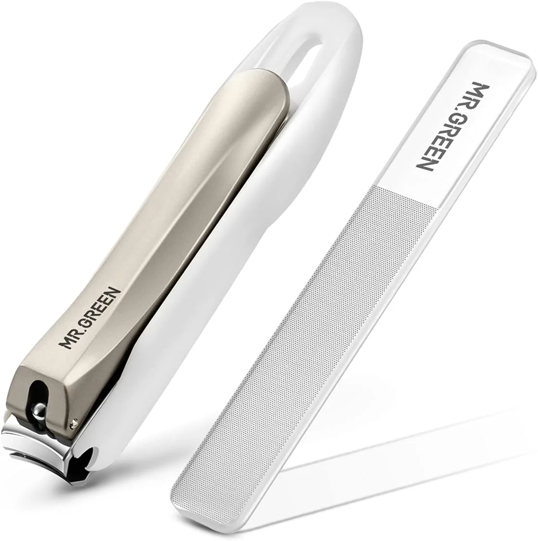 ناخن گیر ضد پاشش MR.GREEN، ابزار مانیکور استیل ضد زنگ، قیچی ناخن با طراحی جداشدنی + سوهان شیشه ای نانو ناخن گیر ضد پاشش MR.GREEN، ابزار مانیکور استیل ضد زنگ، قیچی ناخن با طراحی جداشدنی + سوهان شیشه ای نانو