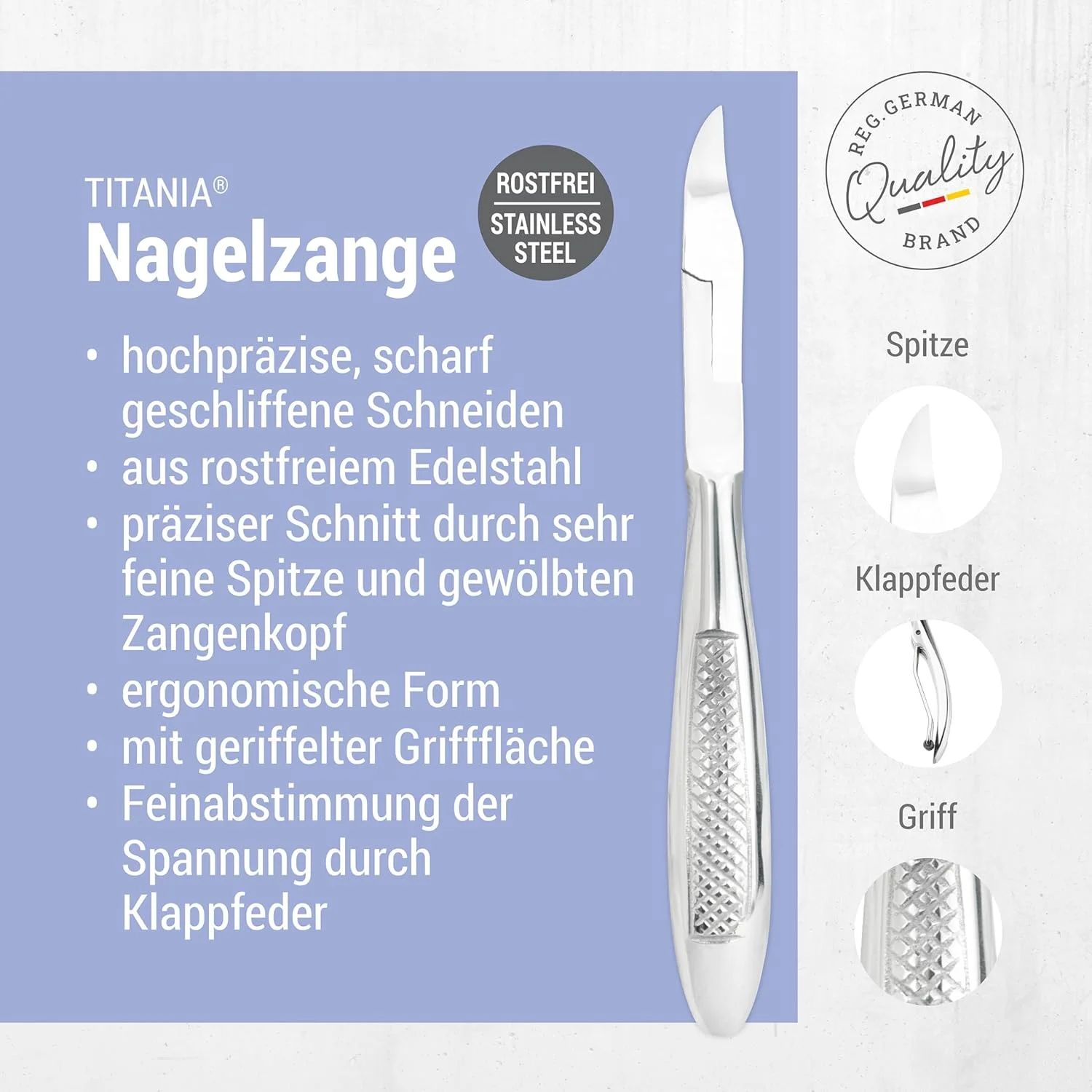 ناخن گیر حرفه ای بسیار تیز تیتانیا (10.5 سانتی متر) • قیچی ناخن قوی برای مانیکور و پدیکور • ناخن گیر استیل ضد زنگ برای ناخن های ضخیم • مخصوصا برای ناخن های پا