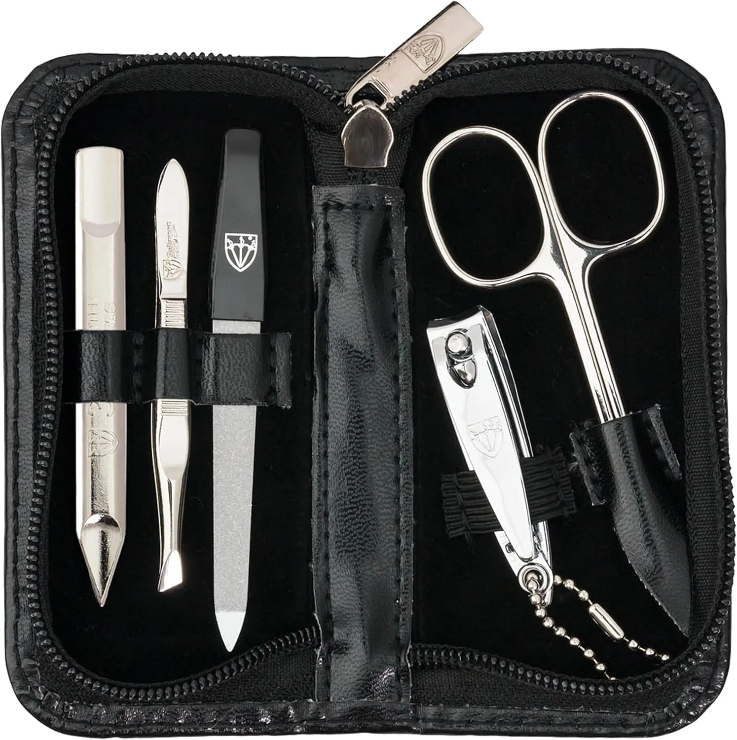 ست مانیکور و پدیکور 5 تکه با کیفیت آلمان تری سووردز، مناسب برای مراقبت حرفه ای از ناخن های دست و پا، همراه با کیف چرمی مصنوعی مشکی - ساخت آلمان