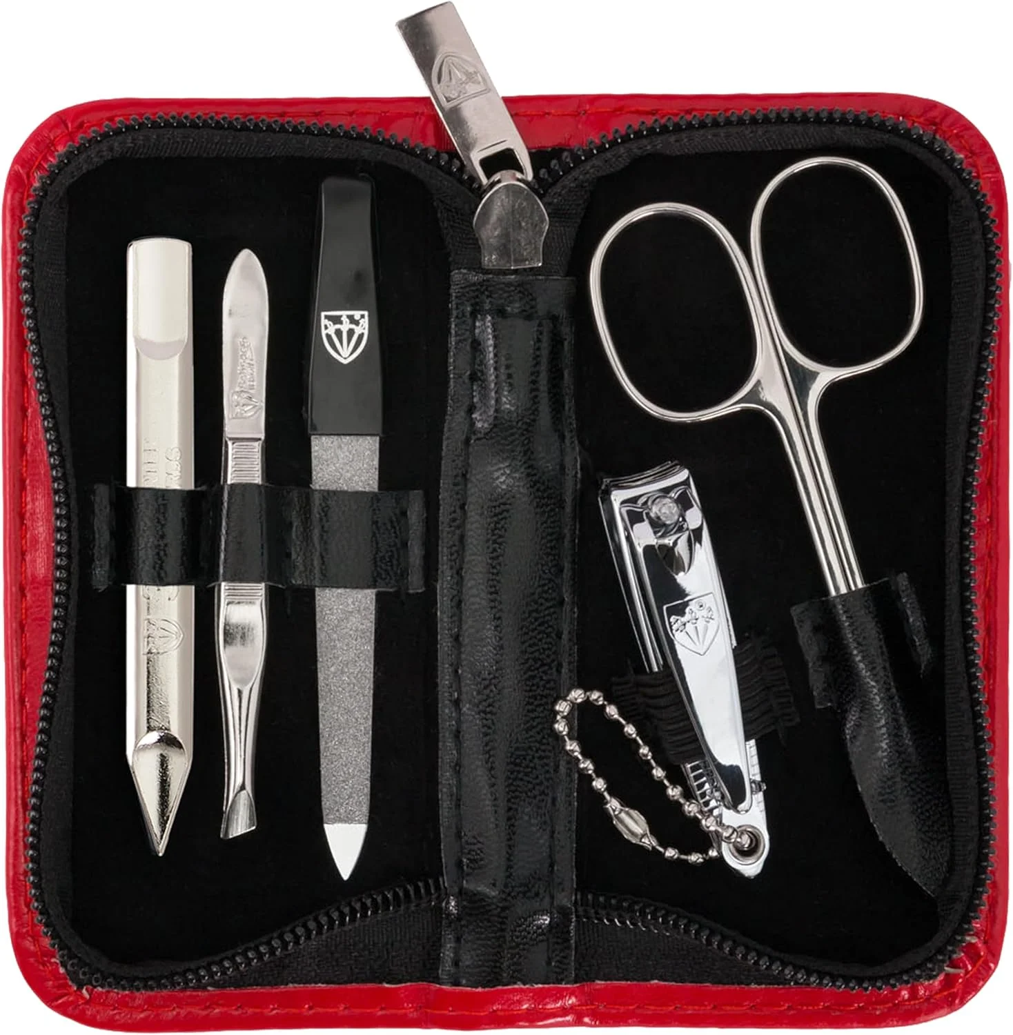 ست مانیکور و پدیکور 5 تکه با کیفیت عالی از برند تری سورز آلمان، قیچی، ناخن گیر، کیف چرمی شیک در جعبه هدیه، ساخت سولینگن آلمان (20906)