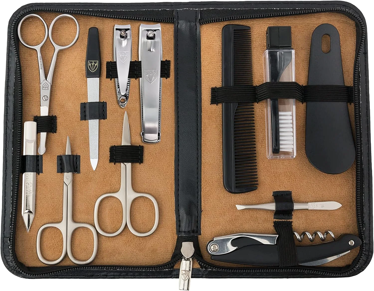 ست مانیکور و پدیکور 12 تکه با کیفیت عالی از تری سورز آلمان، قیچی، ناخن گیر، کیف چرمی شیک در جعبه هدیه، ساخت تری سورز (00798)