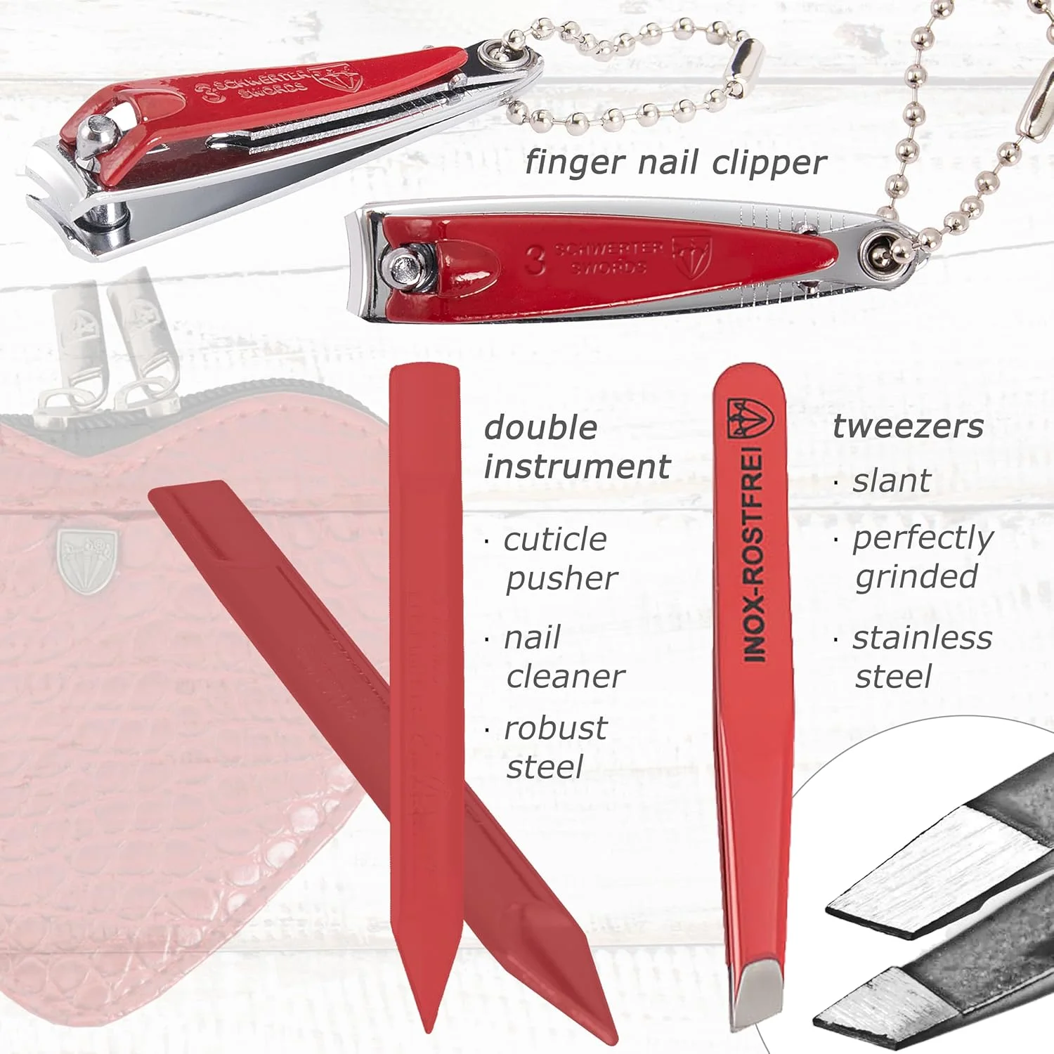 ست مانیکور و پدیکور 5 تکه با کیفیت عالی 3 Swords Germany برای کودکان و نوزادان با قیچی مخصوص (نوک گرد) کیف چرمی شیک در جعبه هدیه، ساخت 3 Swords (03751)