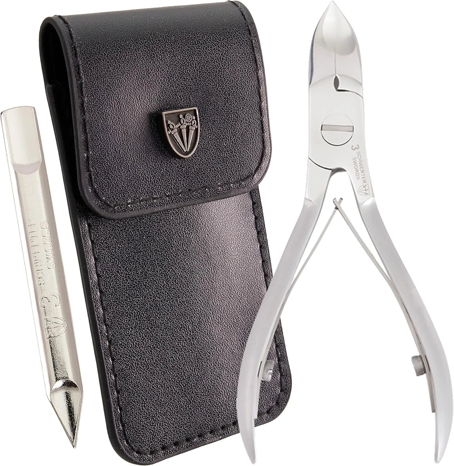 ست مانیکور و پدیکور 5 تکه 3 Swords Germany با کیفیت عالی برای مراقبت حرفه ای از ناخن های دست و پا، قیچی، ناخن گیر، کیف چرمی شیک در جعبه هدیه، ساخت سولینگن آلمان (84452)