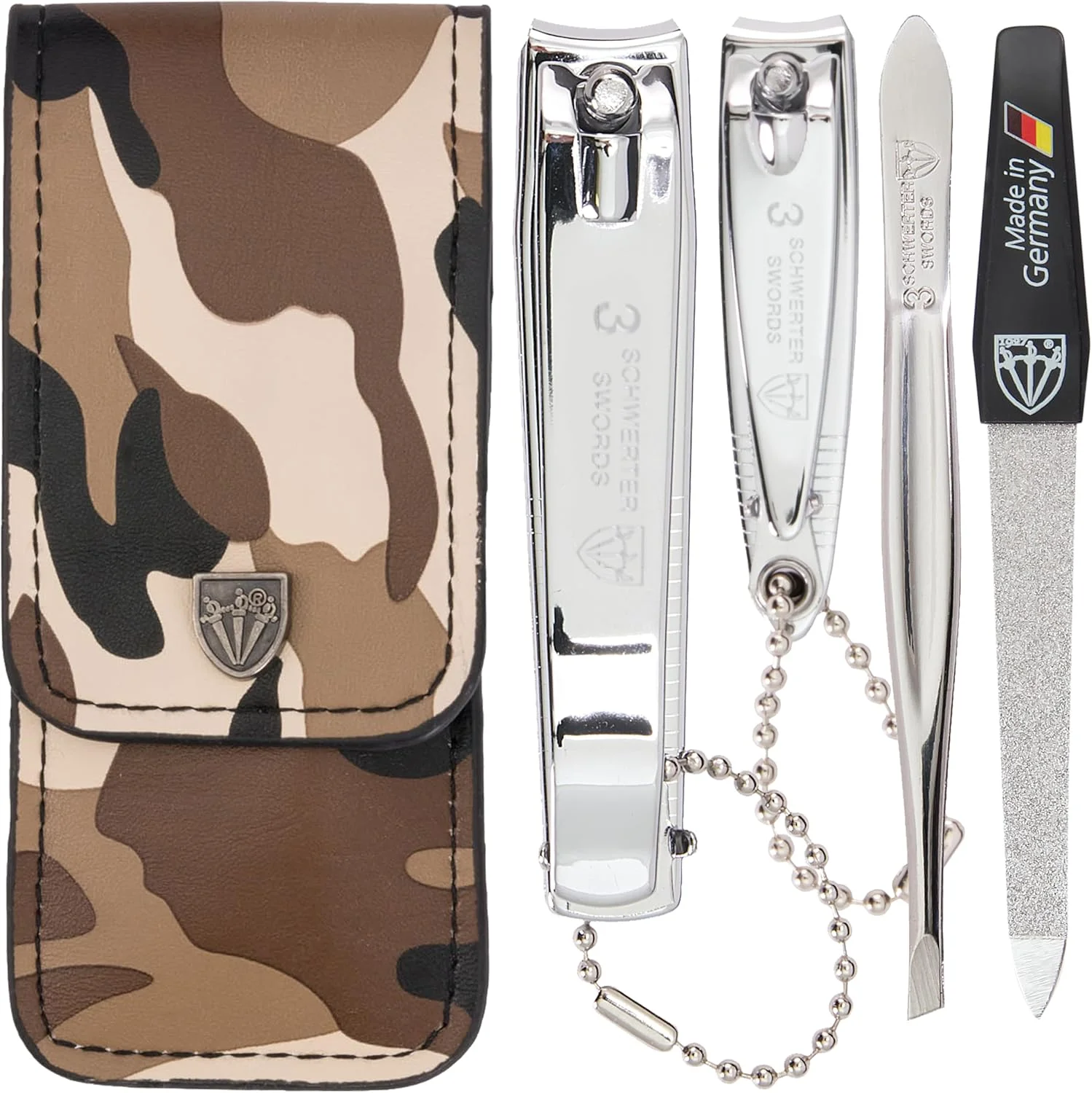 ست مانیکور و پدیکور 4 تکه با کیفیت عالی تری سورز آلمان، مناسب برای مراقبت حرفه ای از ناخن های دست و پا، شامل موچین، سوهان، ناخن گیر، کیف چرمی شیک در جعبه هدیه، ساخت تری سورز (03621)