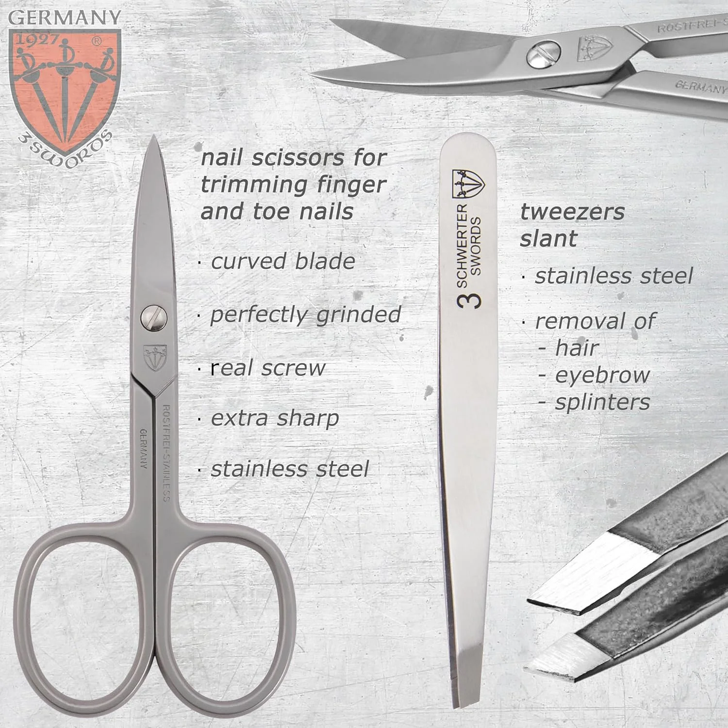 ست مانیکور و پدیکور 6 تکه با کیفیت برند 3 Swords Germany - ابزارهای مراقبت از ناخن استیل ضد زنگ - ساخت سولینگن آلمان (500)