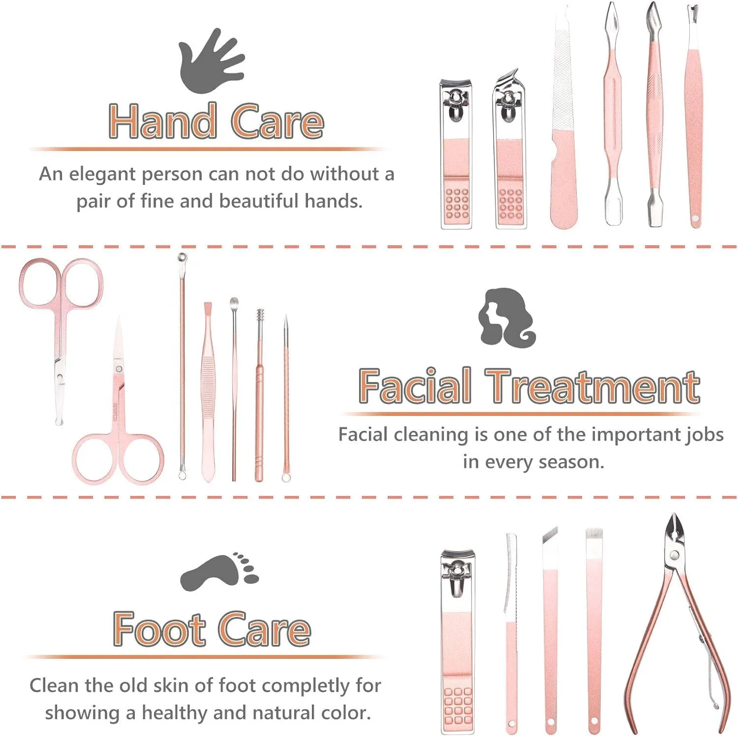 ست مانیکور و پدیکور حرفه ای ۱۸ تکه URAQT، قیچی ناخن، ابزار پیرایش کوتیکول، ست مراقبت از ناخن استیل ضد زنگ با کیف چرمی قابل حمل (رزگلد) ست مانیکور و پدیکور حرفه ای ۱۸ تکه URAQT، قیچی ناخن، ابزار پیرایش کوتیکول، ست مراقبت از ناخن استیل ضد زنگ با کیف چرمی قابل حمل (رزگلد)