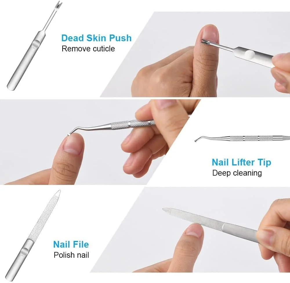قیچی ناخن URAQT، ست مانیکور 4 عددی، قیچی کوتیکول منحنی تیز برای آقایان و خانم ها، کاتر زیبایی چند منظوره استیل ضد زنگ برای ناخن، ناخن پا، ابرو، مژه