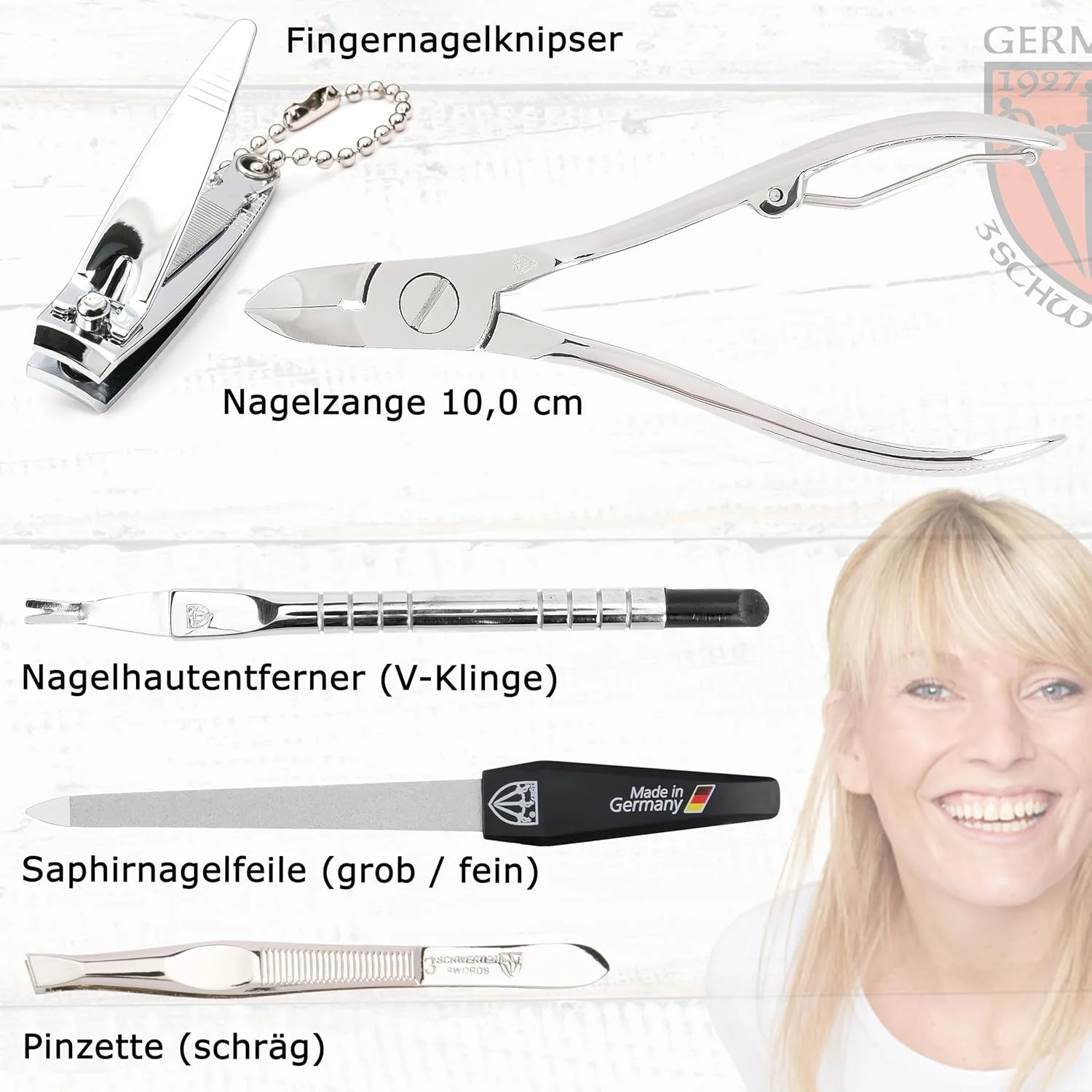 ست مانیکور 'Rovigo' DREI SCHWERTER - Germany | ست مانیکور در کیف چرمی مصنوعی مشکی | محتویات: قیچی ناخن، قیچی کوتیکول، ناخن گیر، موچین، سوهان ناخن یاقوت کبود و غیره ست مانیکور 'Rovigo' DREI SCHWERTER - Germany | ست مانیکور در کیف چرمی مصنوعی مشکی | محتویات: قیچی ناخن، قیچی کوتیکول، ناخن گیر، موچین، سوهان ناخن یاقوت کبود و غیره