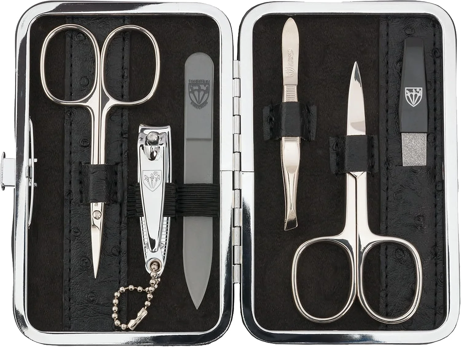 DREI SCHWERTER - ست مانیکور 6 تکه آلمان مدل 'Genova' | کیف ست ناخن ساخته شده از چرم مصنوعی مشکی | محتویات: قیچی ناخن، قیچی کوتیکول، ناخن گیر، سوهان ناخن شیشه ای DREI SCHWERTER - ست مانیکور 6 تکه آلمان مدل 'Genova' | کیف ست ناخن ساخته شده از چرم مصنوعی مشکی | محتویات: قیچی ناخن، قیچی کوتیکول، ناخن گیر، سوهان ناخن شیشه ای