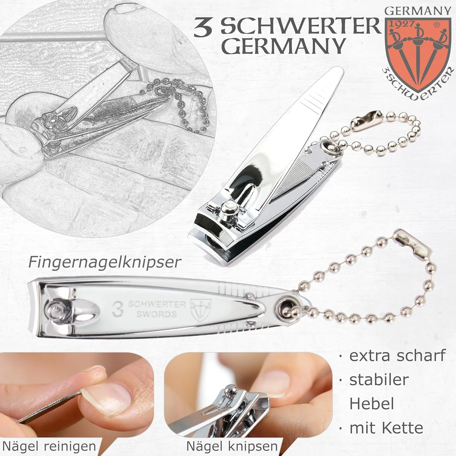 ست ناخن گیر Drei Schwerter مدل 'Clip' / ناخن گیر انگشت و ناخن گیر پا در جعبه چرمی مصنوعی (NXM) ست ناخن گیر Drei Schwerter مدل 'Clip' / ناخن گیر انگشت و ناخن گیر پا در جعبه چرمی مصنوعی (NXM)