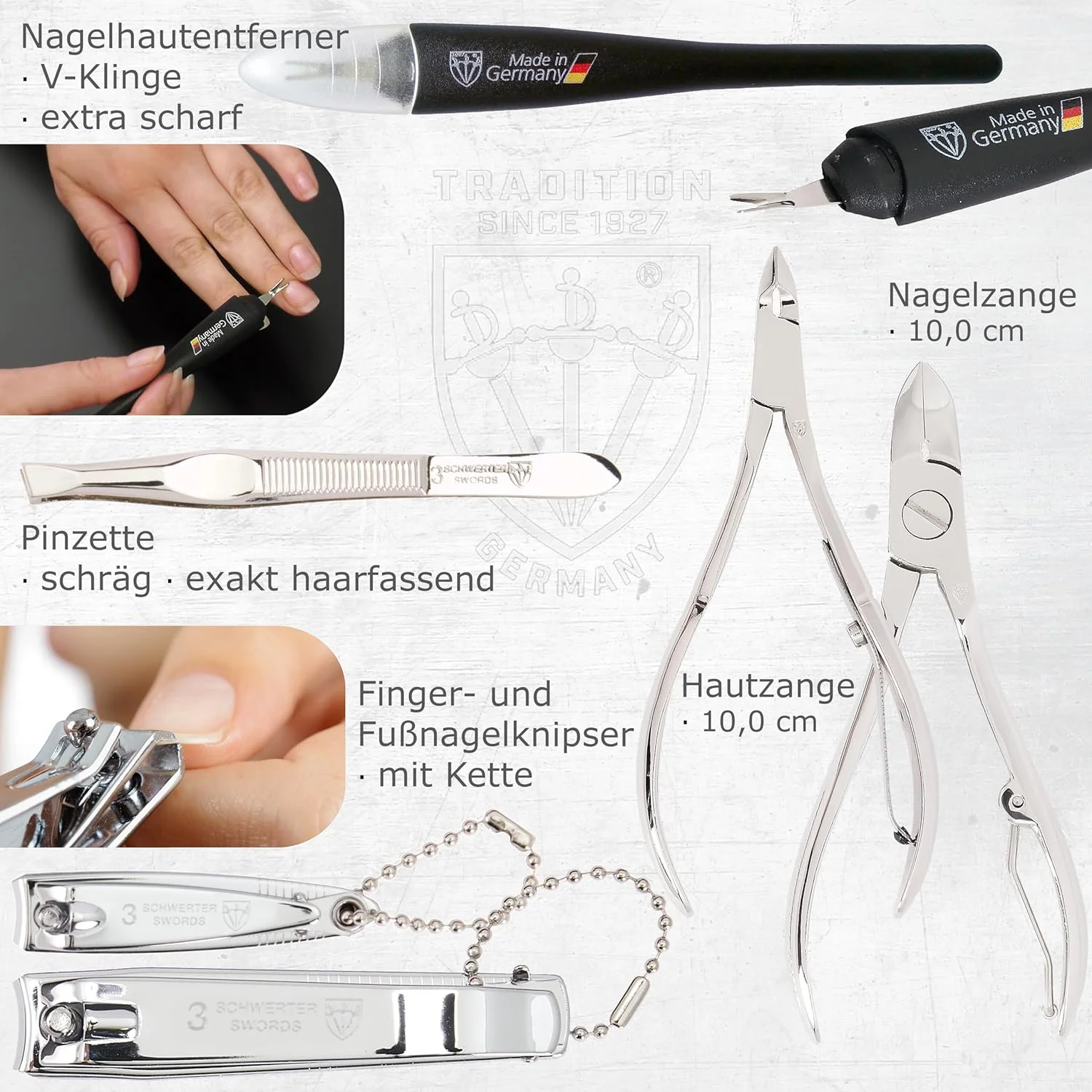 DREI SCHWERTER - ست مانیکور 10 تکه آلمان 'Spezia' | کیف ناخن چرمی مصنوعی مشکی | محتویات: قیچی ناخن، قیچی کوتیکول، ناخن گیر، موچین، سوهان ناخن شیشه ای و موارد دیگر DREI SCHWERTER - ست مانیکور 10 تکه آلمان 'Spezia' | کیف ناخن چرمی مصنوعی مشکی | محتویات: قیچی ناخن، قیچی کوتیکول، ناخن گیر، موچین، سوهان ناخن شیشه ای و موارد دیگر