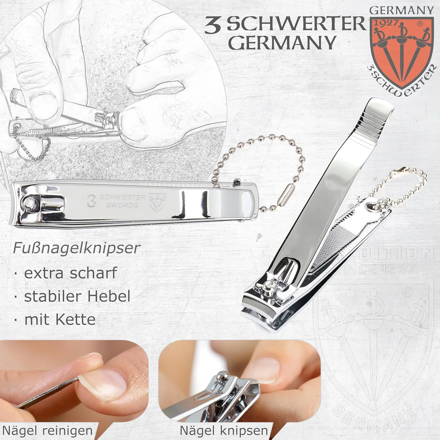 ست ناخن گیر Drei Schwerter مدل 'Clip' / ناخن گیر انگشت و ناخن گیر پا در جعبه چرمی مصنوعی (NXM) ست ناخن گیر Drei Schwerter مدل 'Clip' / ناخن گیر انگشت و ناخن گیر پا در جعبه چرمی مصنوعی (NXM)