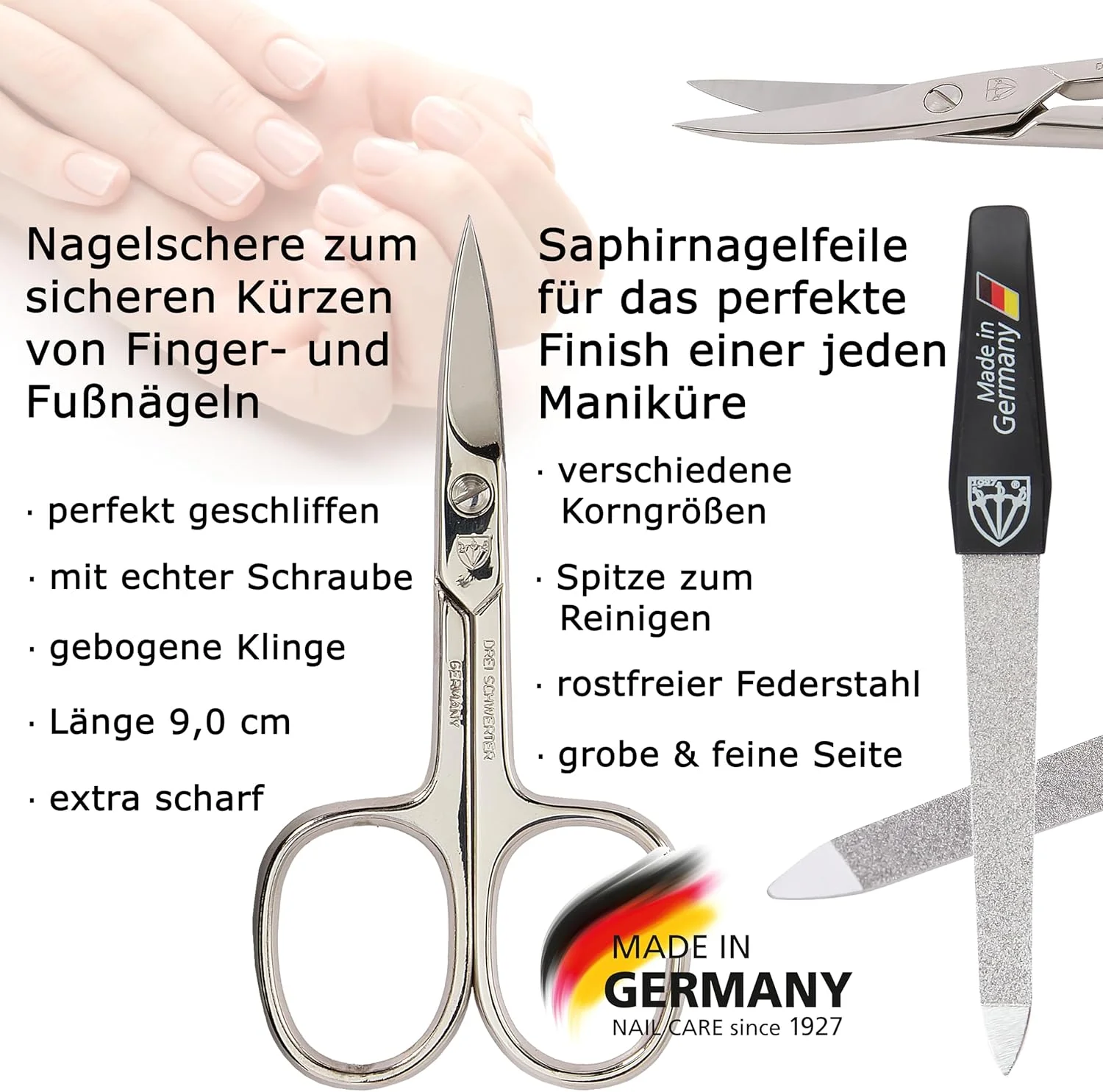 ست مراقبت از ناخن 4 تکه 'Modena' از DREI SCHWERTER | ست مانیکور و پدیکور در کیف چرمی اصل ساخت آلمان رنگ: مشکی | محتویات: قیچی ناخن، موچین، سوهان ناخن یاقوت کبود و ابزار کوتیکول ست مراقبت از ناخن 4 تکه 'Modena' از DREI SCHWERTER | ست مانیکور و پدیکور در کیف چرمی اصل ساخت آلمان رنگ: مشکی | محتویات: قیچی ناخن، موچین، سوهان ناخن یاقوت کبود و ابزار کوتیکول